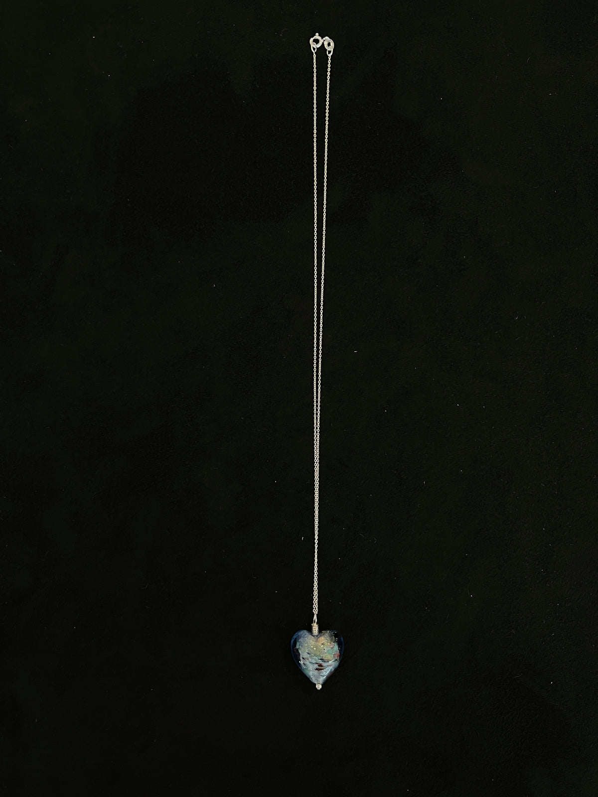 Blue Glass Friendship Heart Necklace -