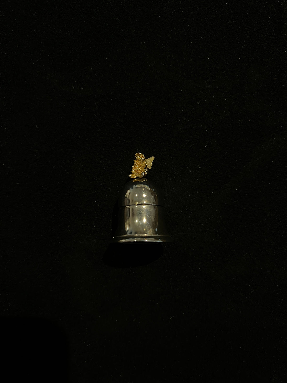 Silverplated Bell Container with Gold Angel -