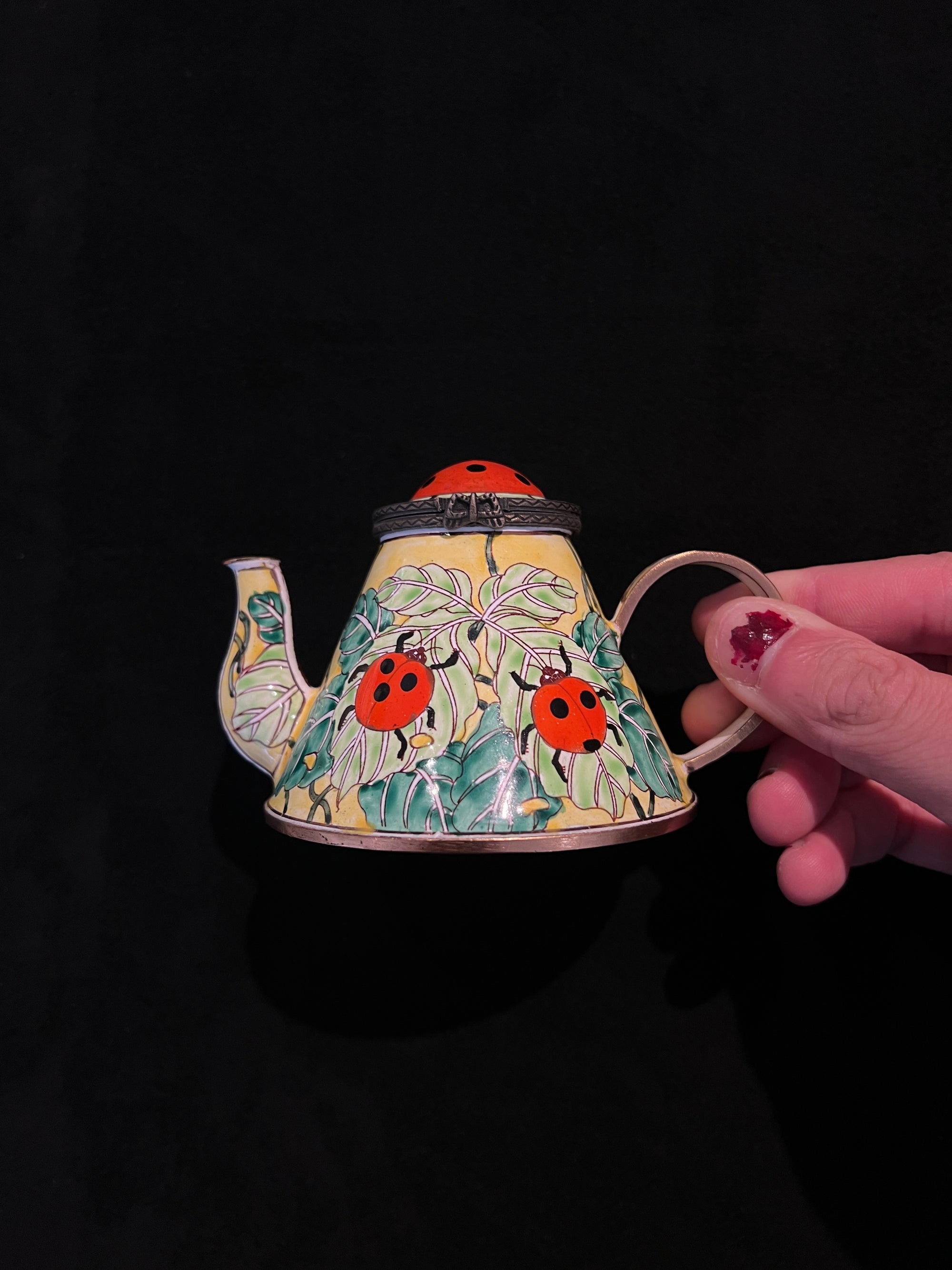 Kelvin Chen 2000s Enamel Ladybug Lead Teapot
