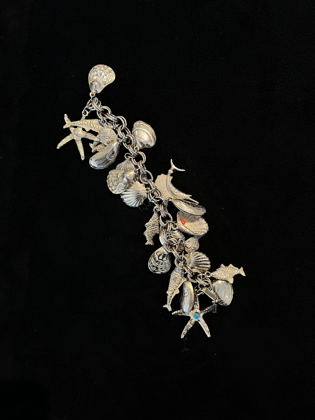 Vintage Silver Sea-Life Silver Charm Bracelet -