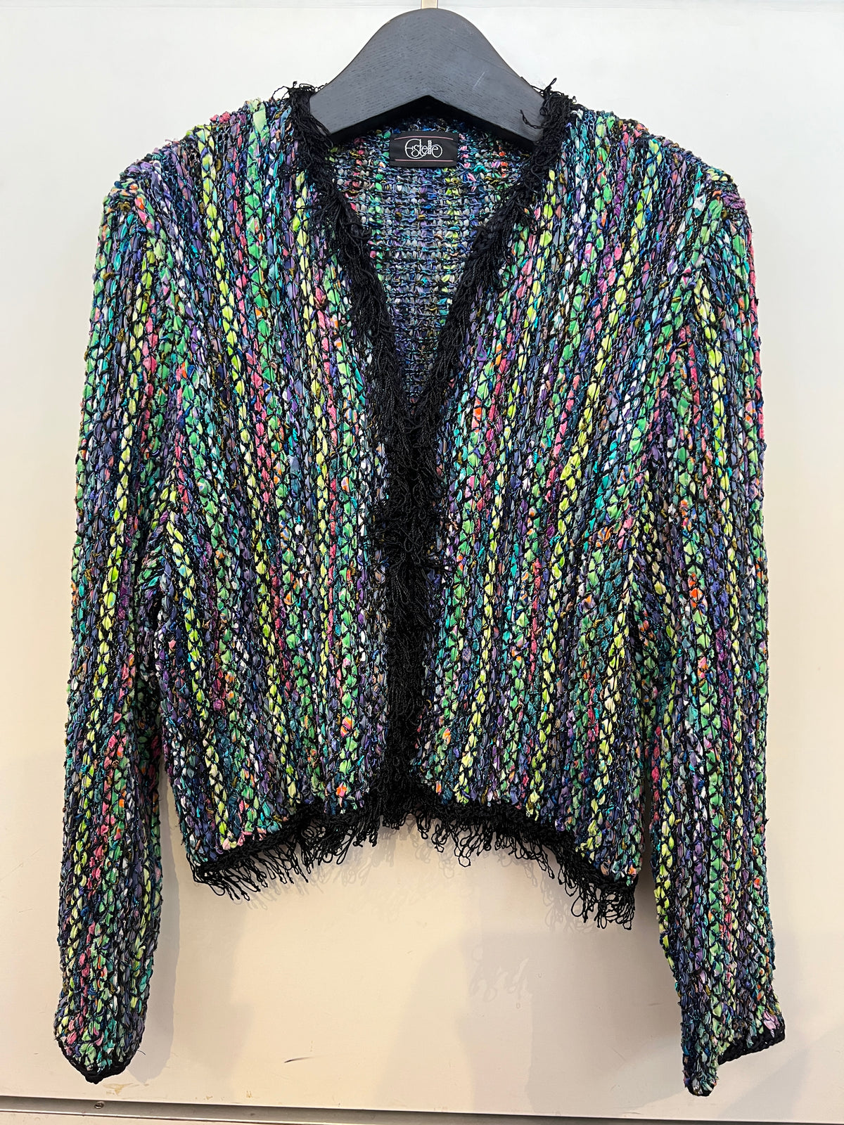 Vintage Estelle Woven Fringe Cardigan -