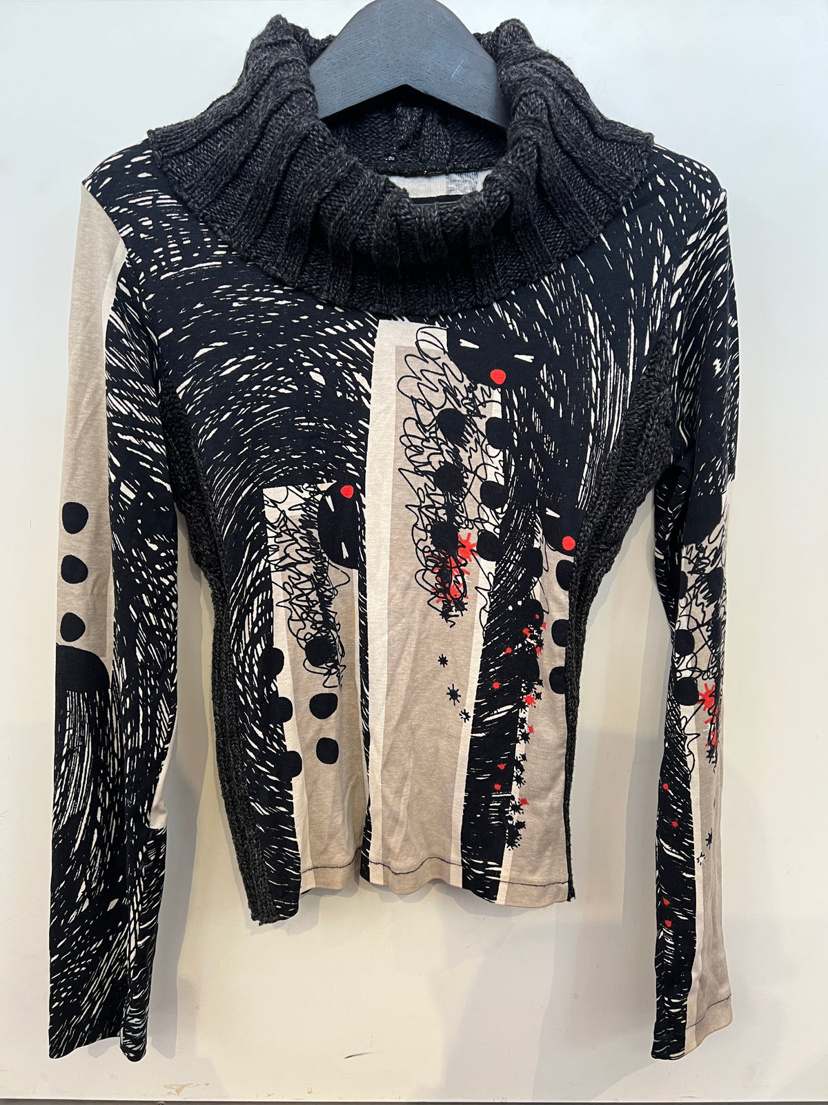 Vintage Paramita Ribbed Knit Turtleneck Collar Long Sleeve -