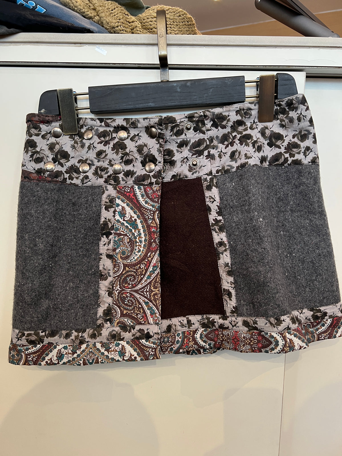 Moshiki Hot Cookie Patchwork Reversible Wrap Skirt -