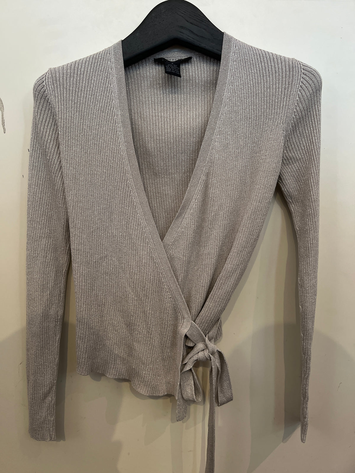 The Limited Silk Metallic Silk Ribbed Wrap Cardigan -