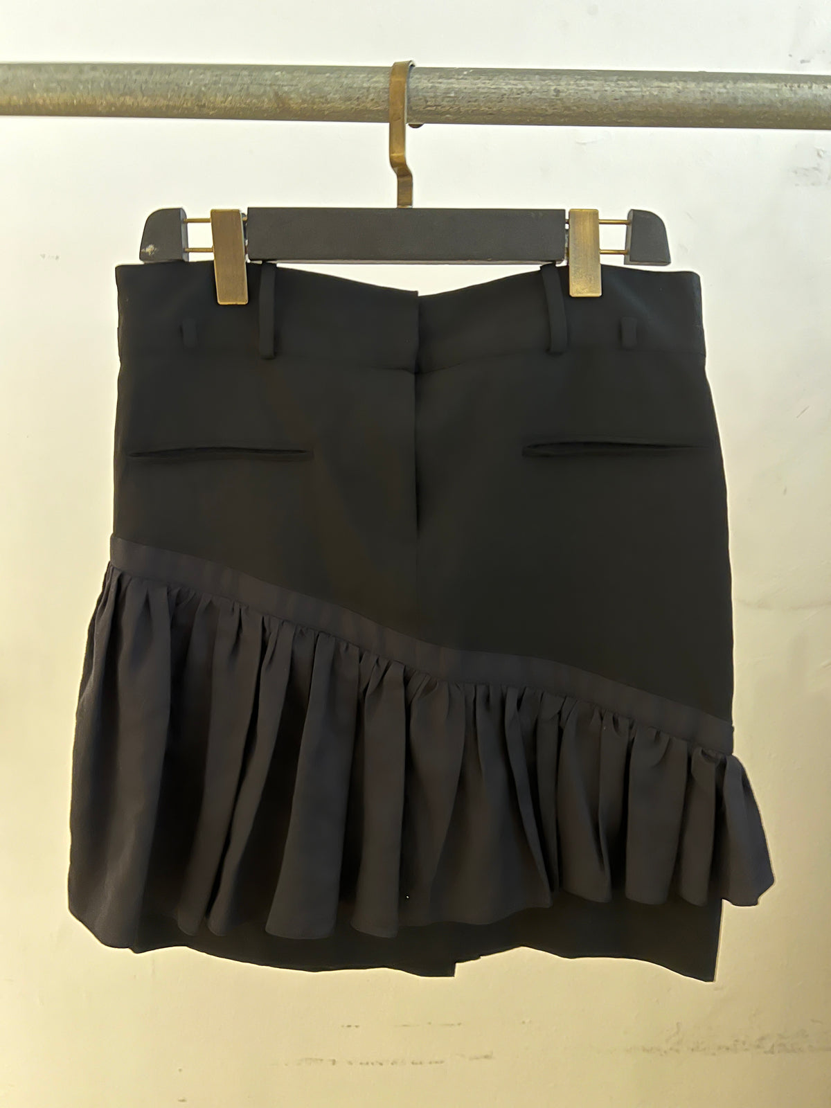 Balenciaga Le Dix Spring 2001 Black Ruffle Detail Pencil Skirt Ghesquiere