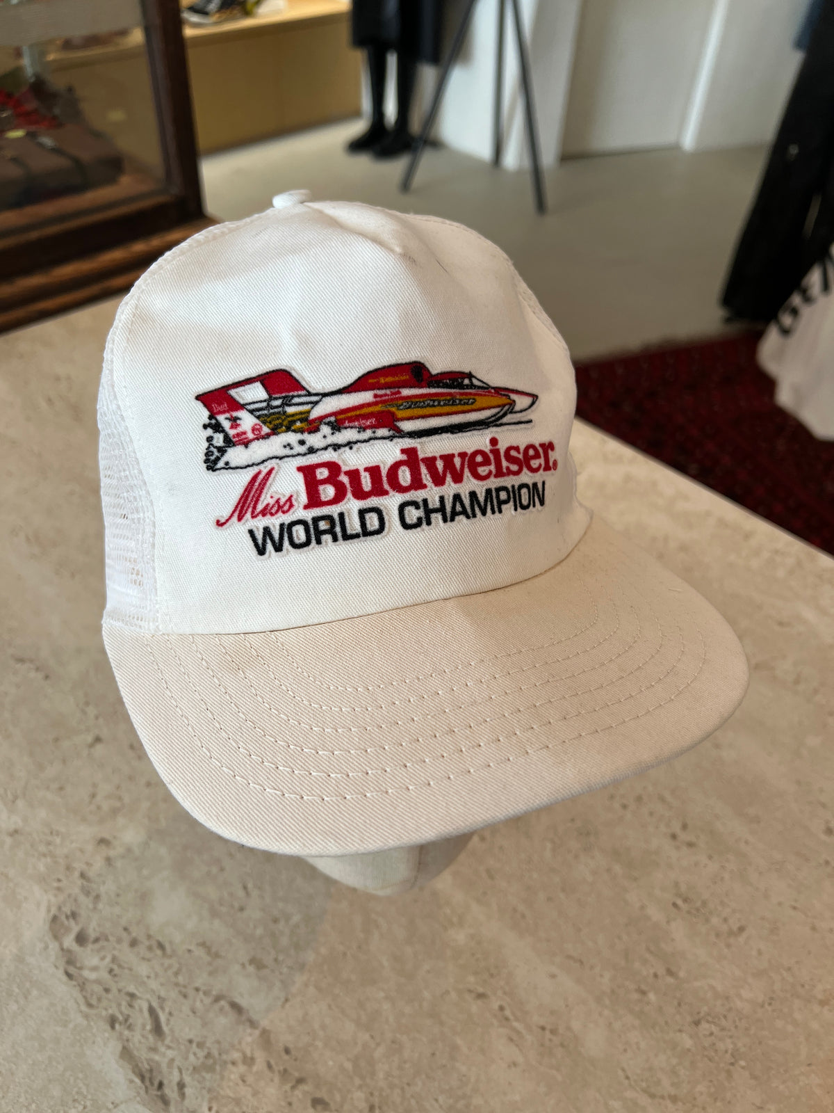 Miss Budweiser World Champion Hydroplane Racing White Trucker Cap -