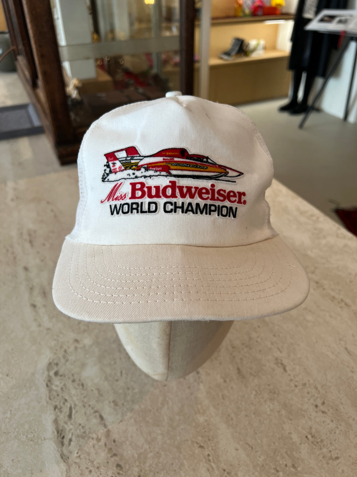 Miss Budweiser World Champion Hydroplane Racing White Trucker Cap -