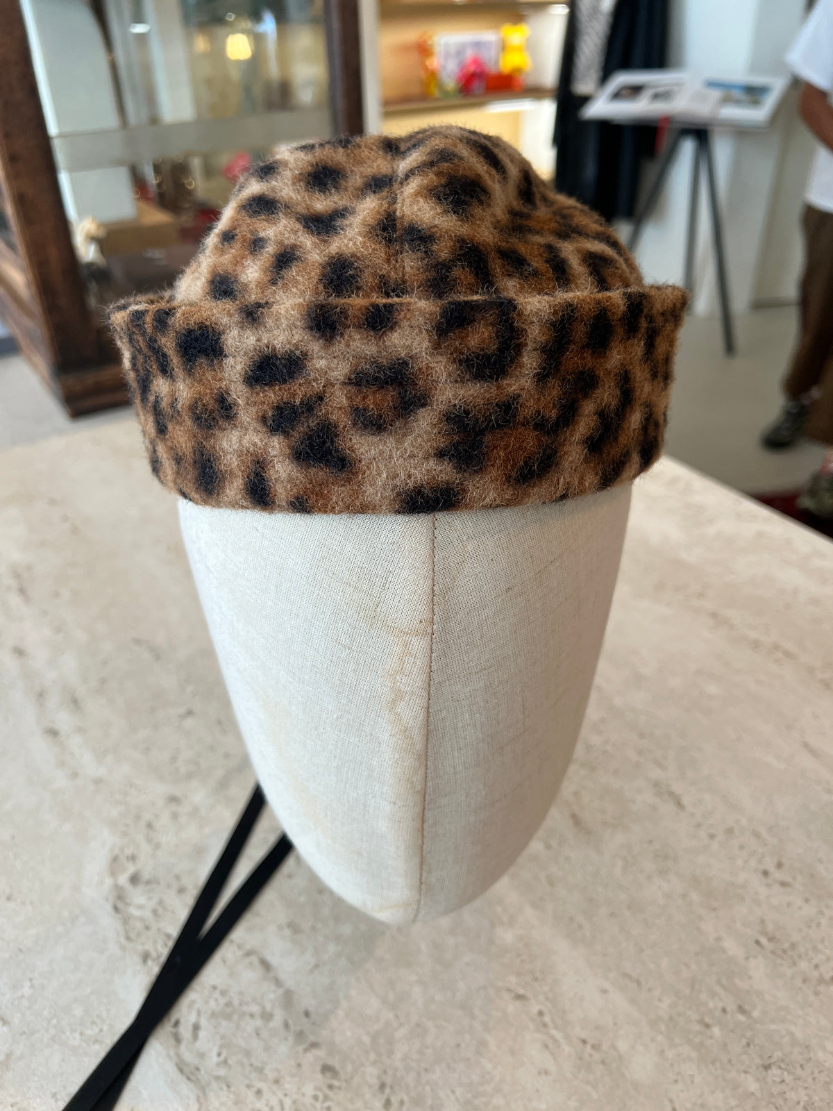 Ni'n Leopard Print Faux Cloche Hat -