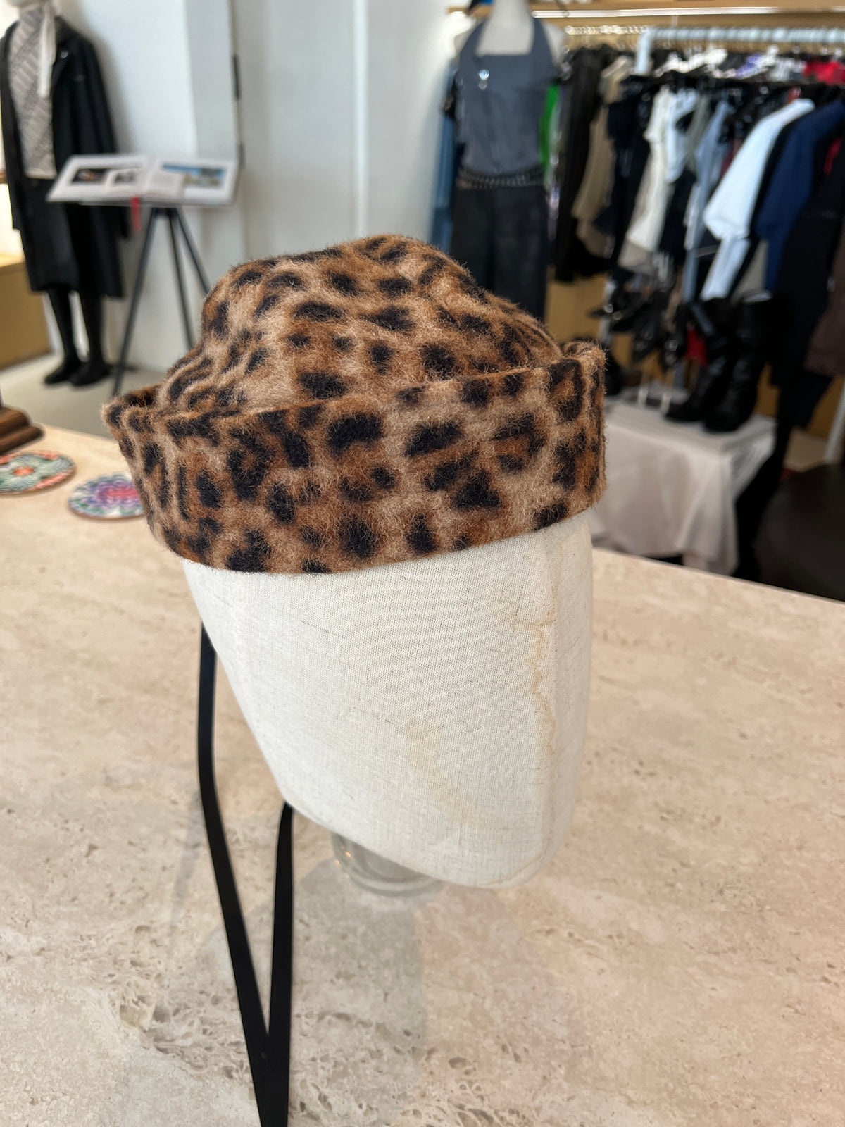 Ni'n Leopard Print Faux Cloche Hat -