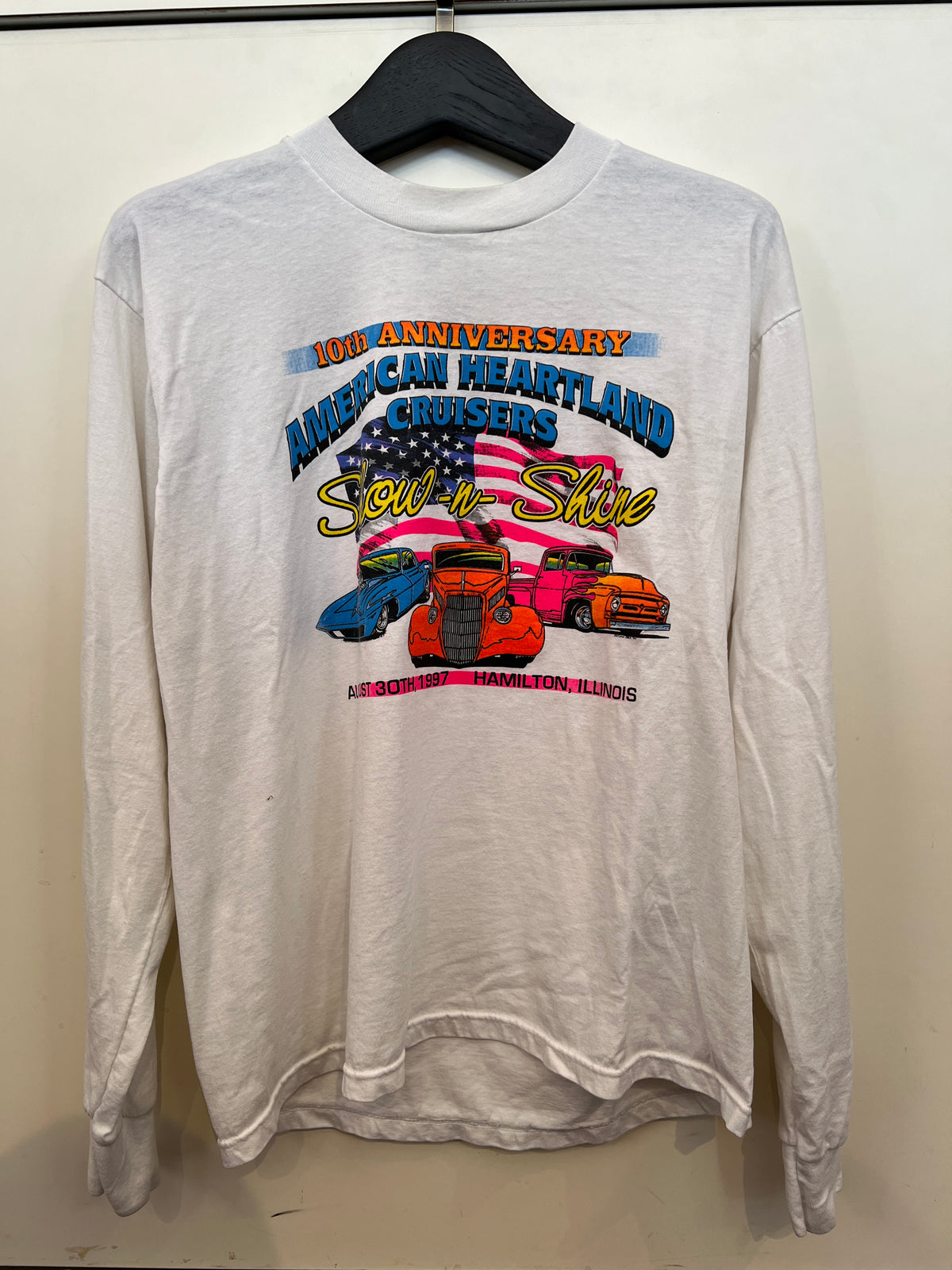"American Heartland Cruisers 10th Anni" Long-sleeve T-Shirt in White -