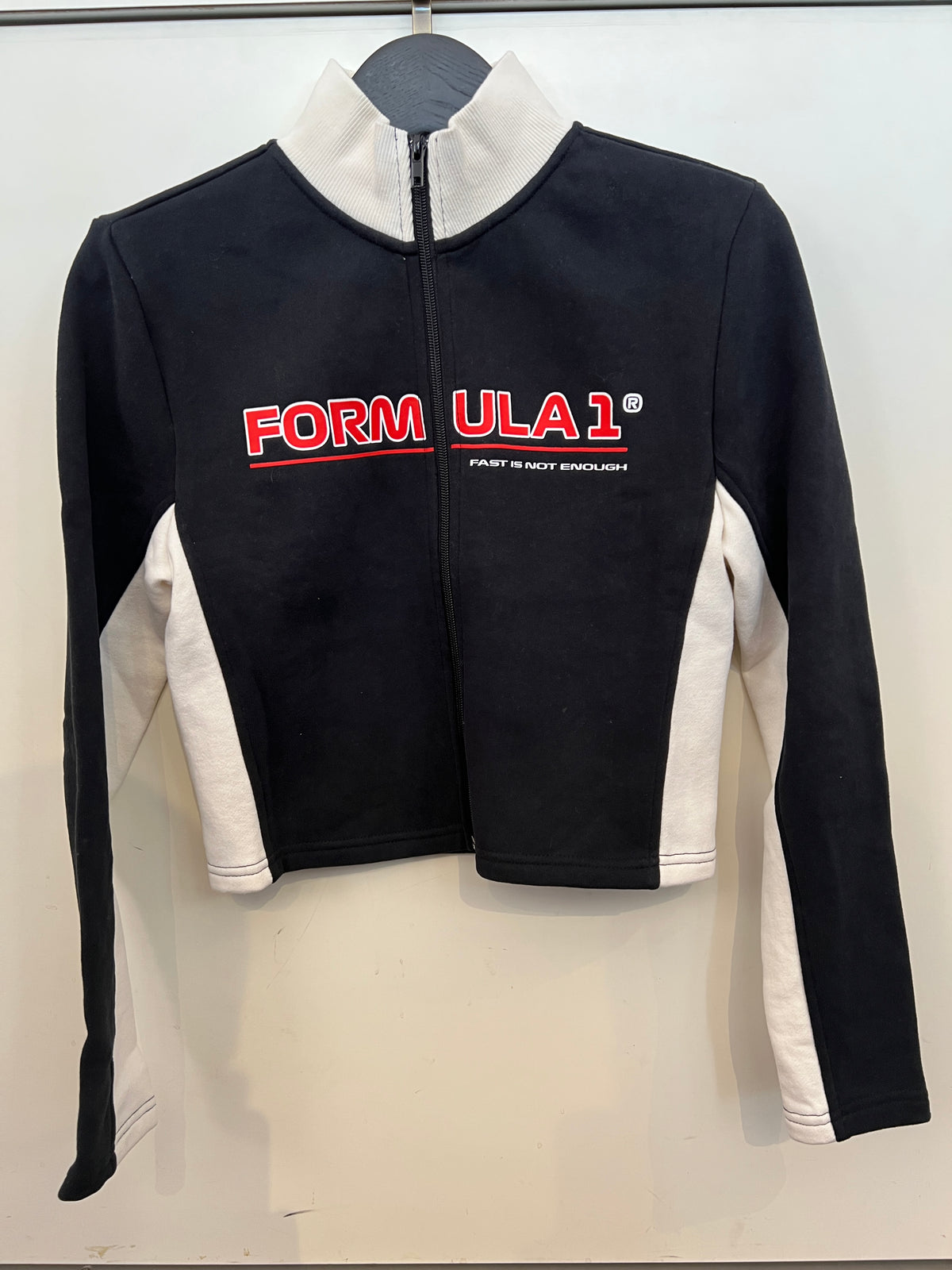 Pacsun Formula 1 Black and White Zip-up Crop Jacket -
