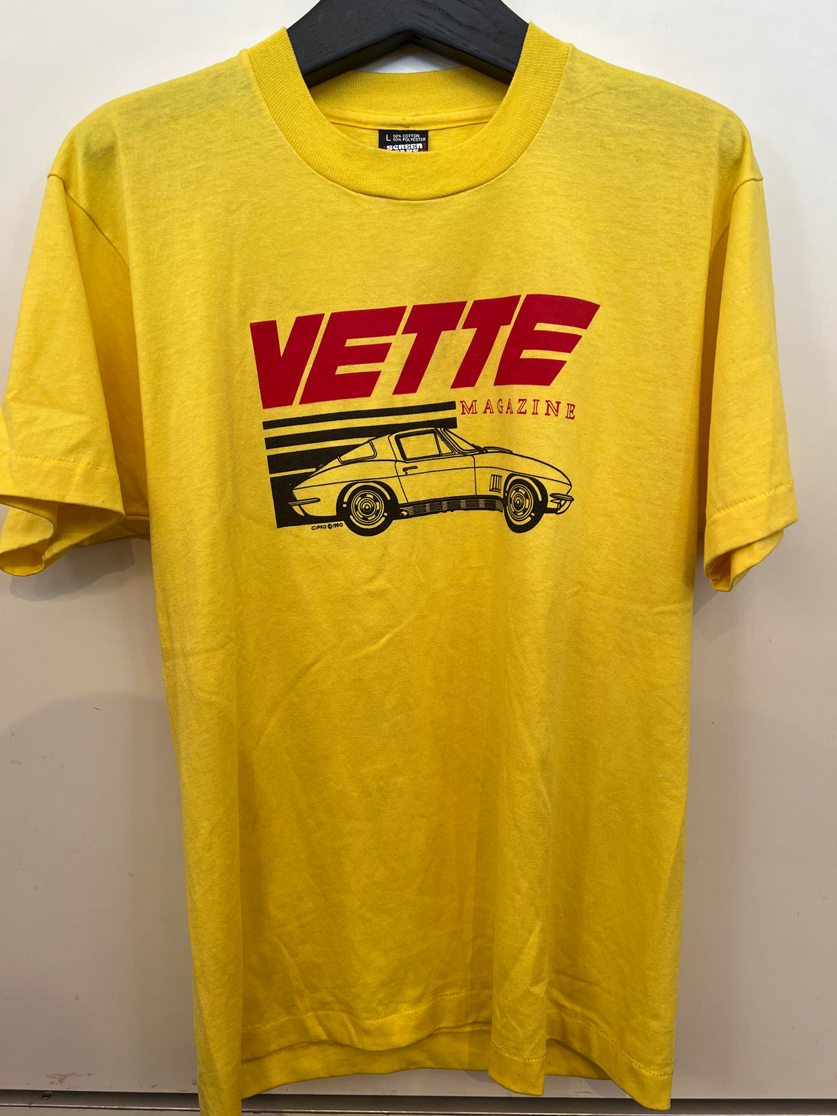 Vintage Yellow "Vette Magazine" Car Graphic T-Shirt -
