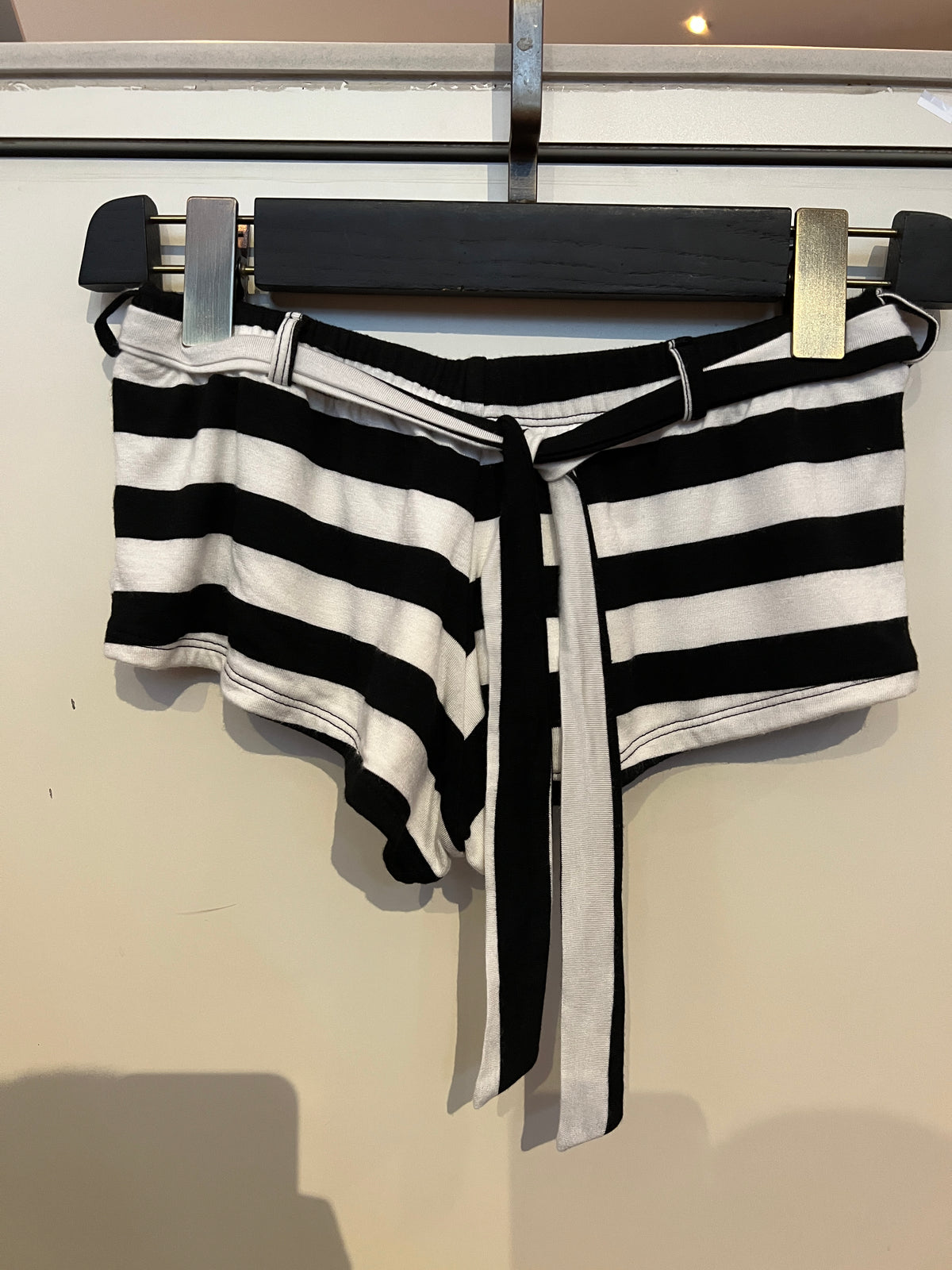 Black & White Striped Low-rise Shorts -