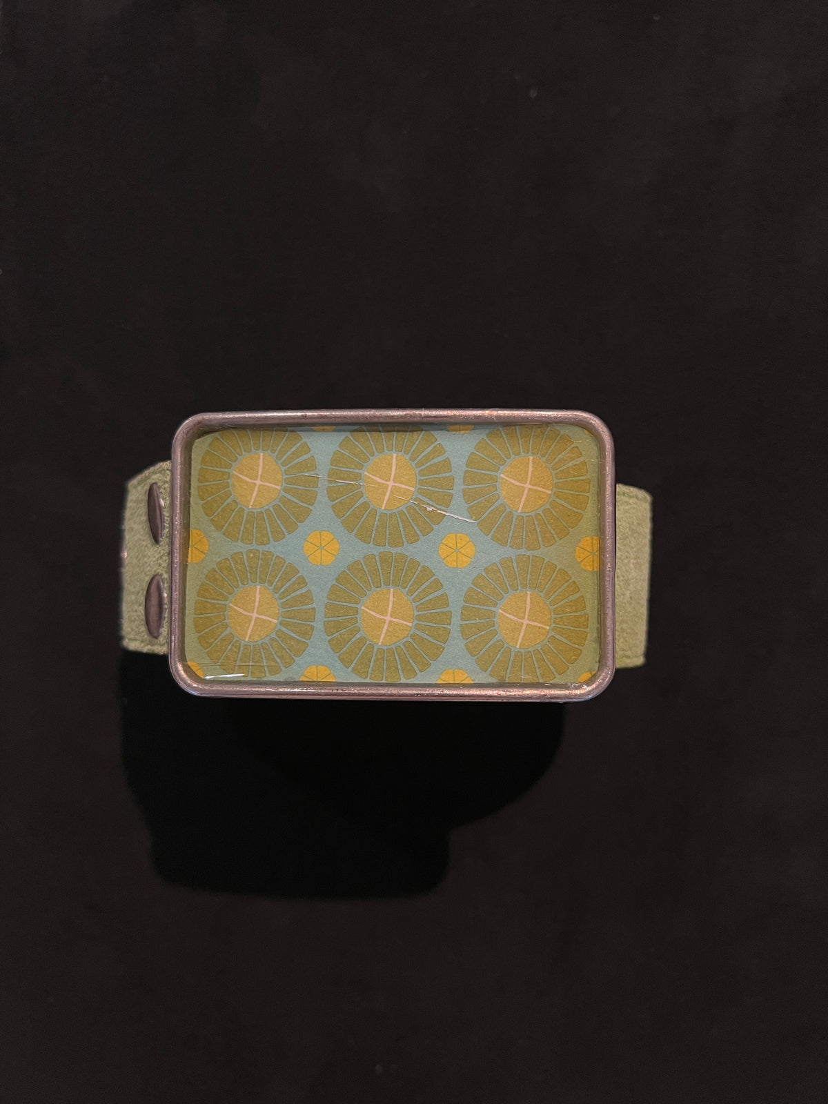 Retro Geometric Plaque Green Belt -