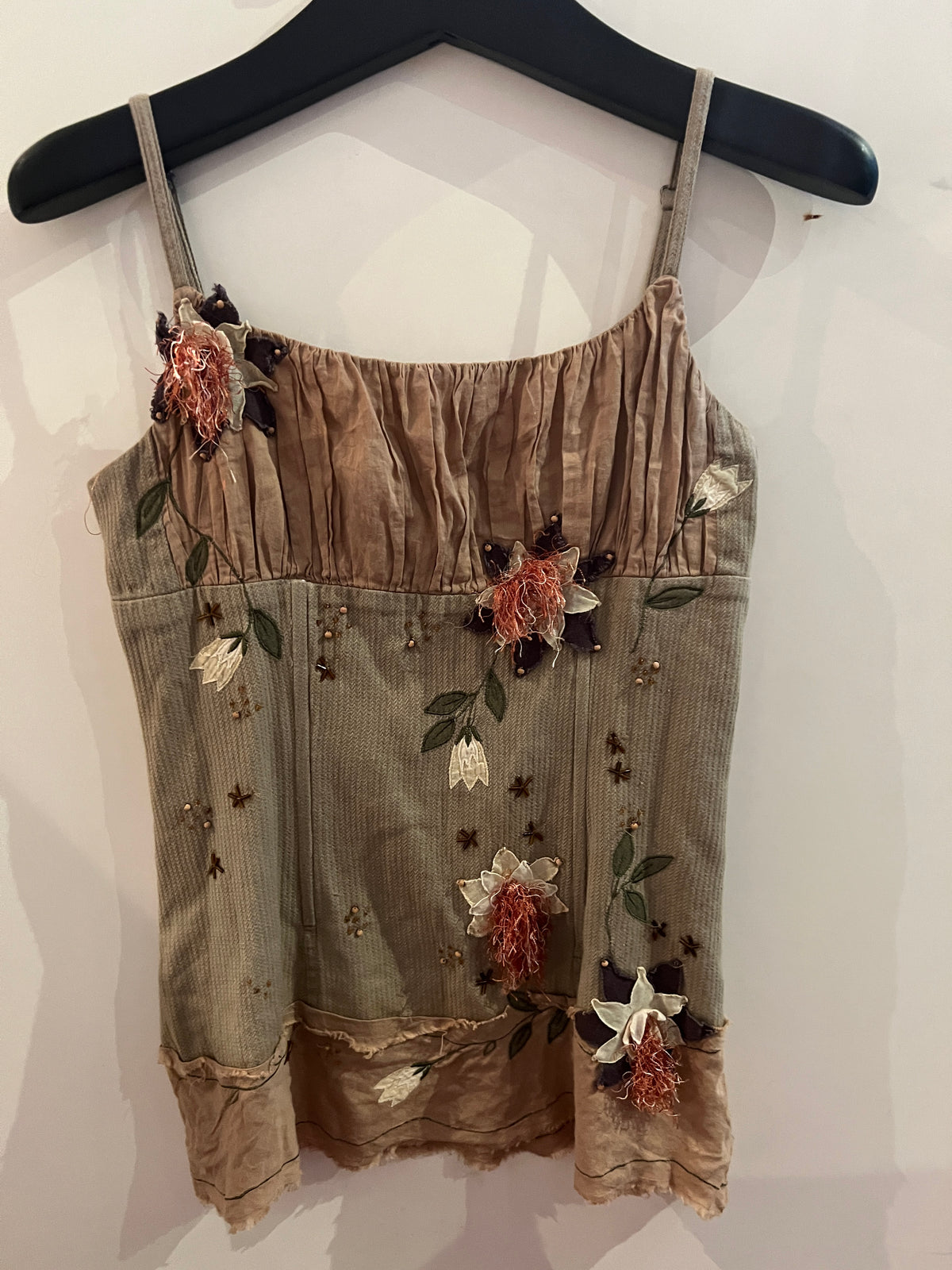 Todayswoman Y2K Floral Corset Camisole in Brown