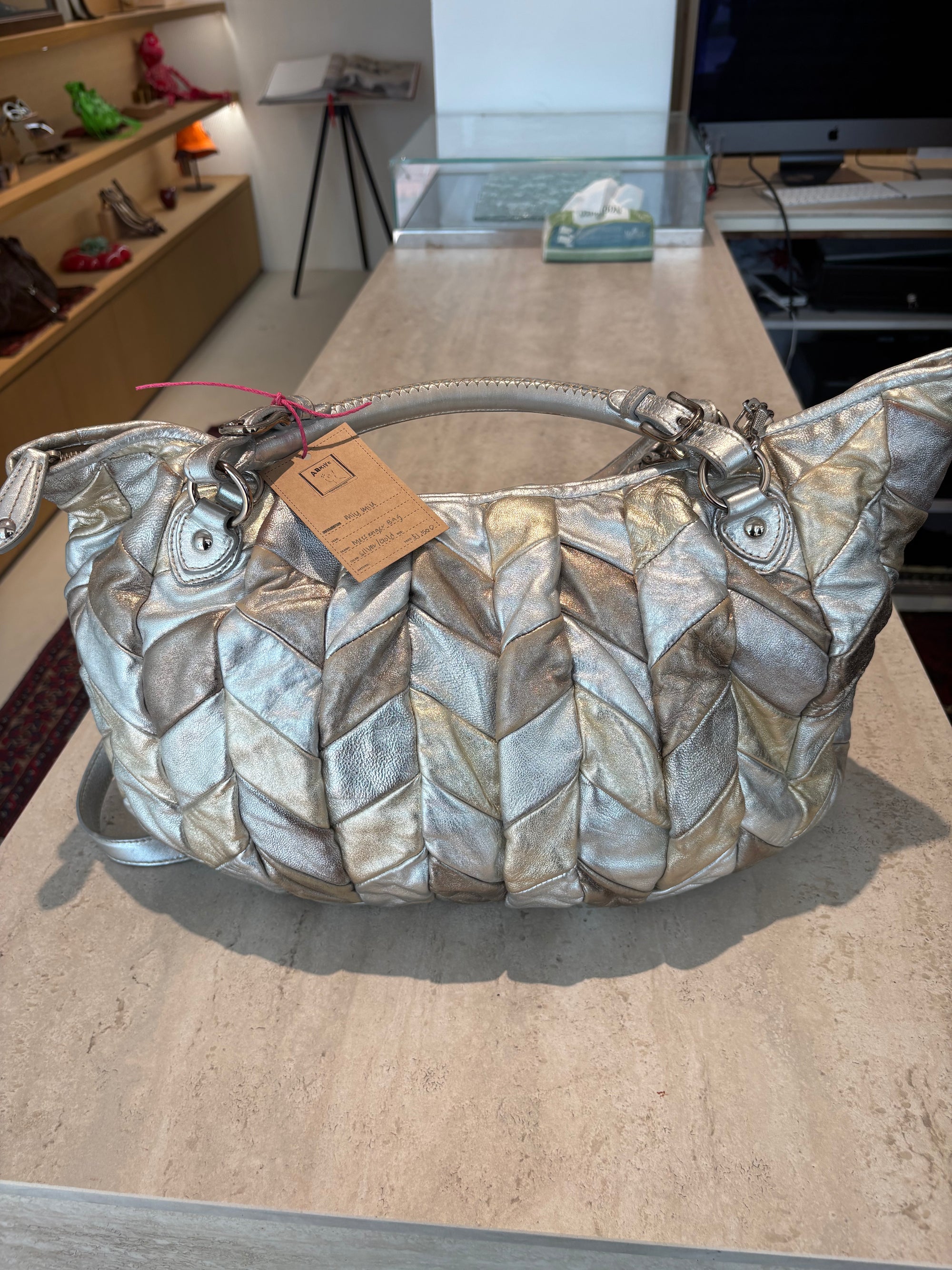 MIU MIU WEAVE LEATHER BAG