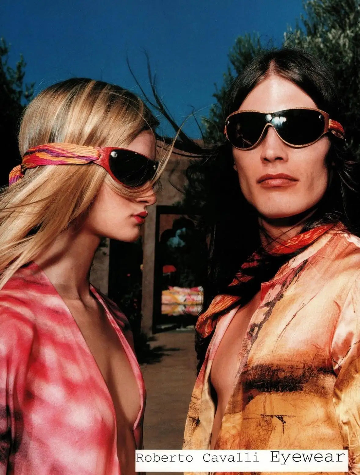 Roberto Cavalli RARE SS2002 Clip-On Sunglass with Multicolored Fabric - BNWB
