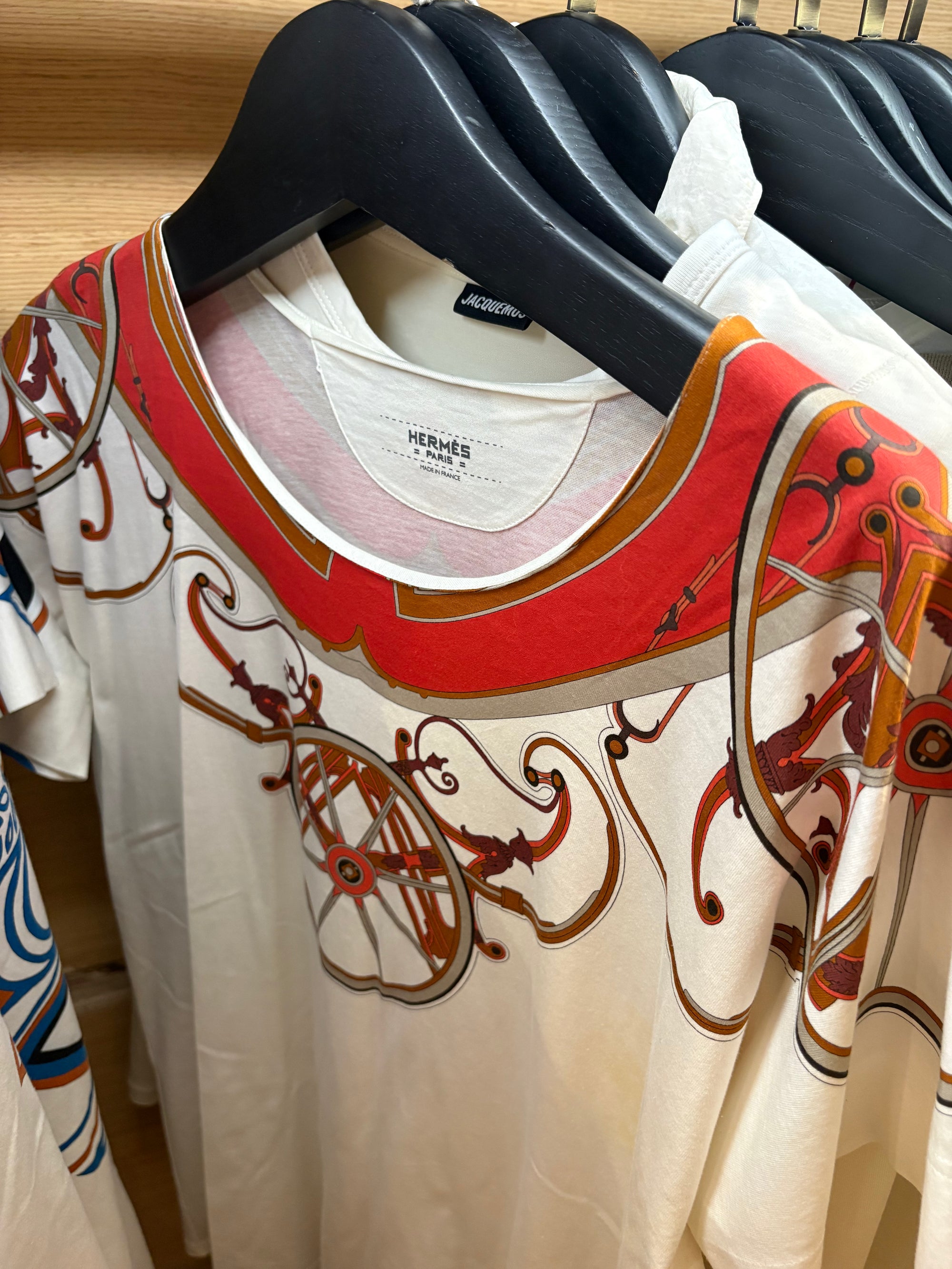 HERMES RED PRINT SILK TEE