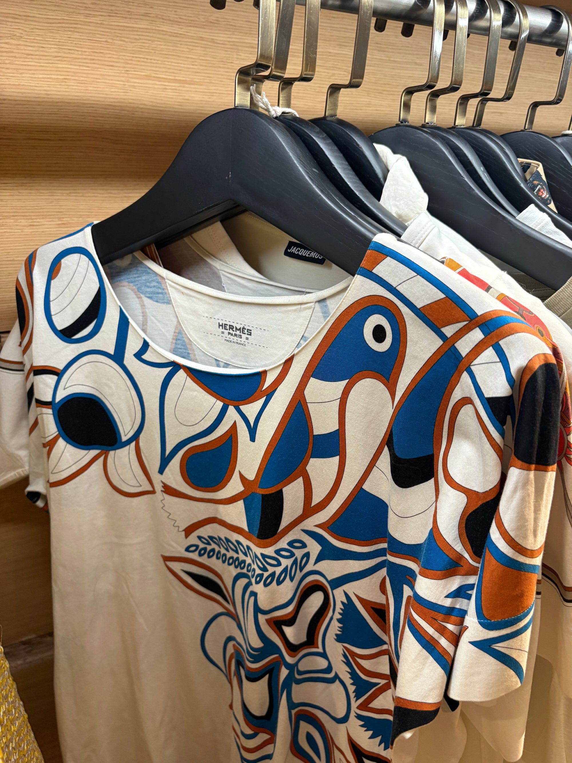 HERMES BLUE BIRD SILK TEE