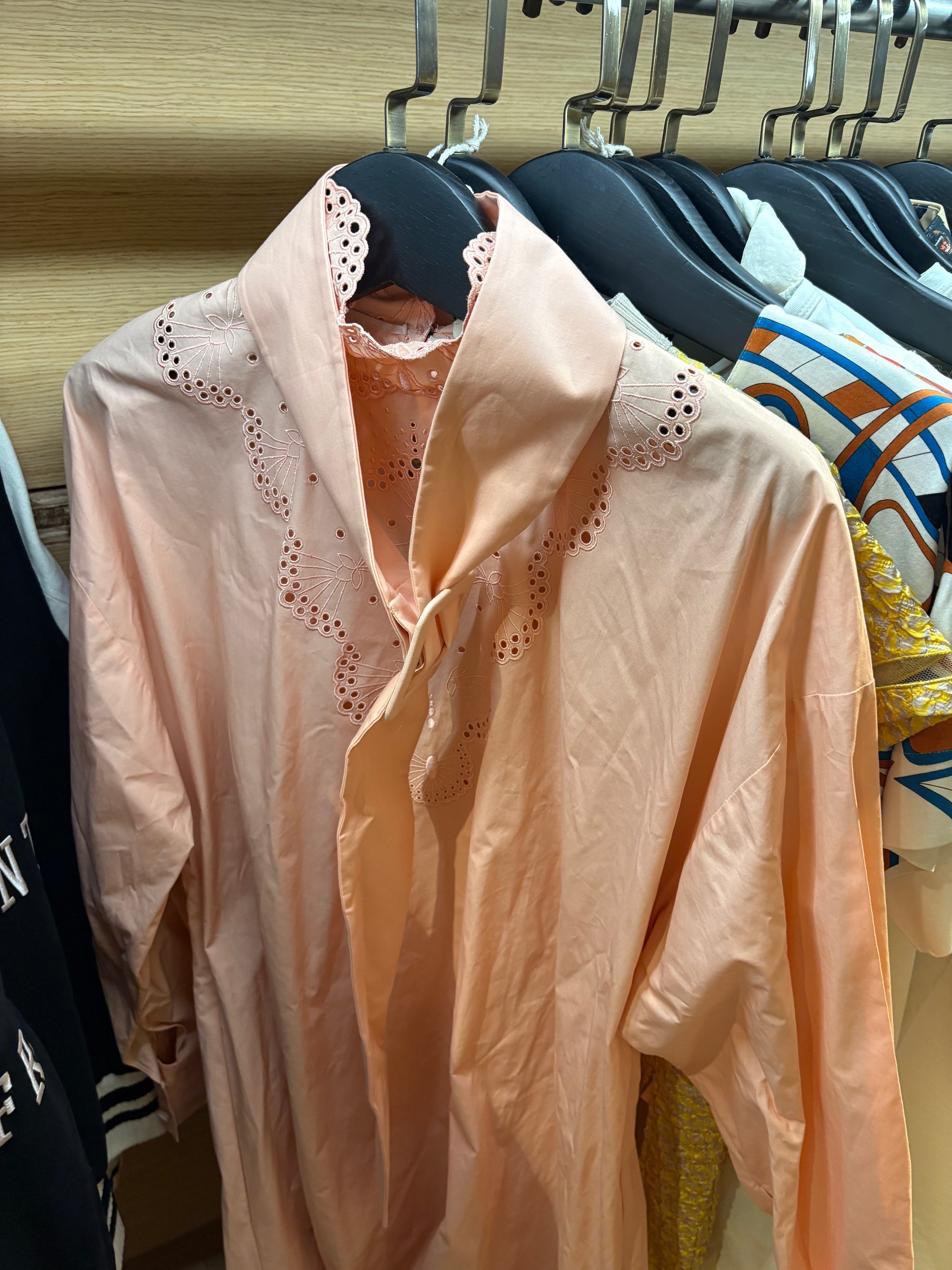 FENDI BABY PINK TIE NECK DRESS WITH LACE CUT OUT