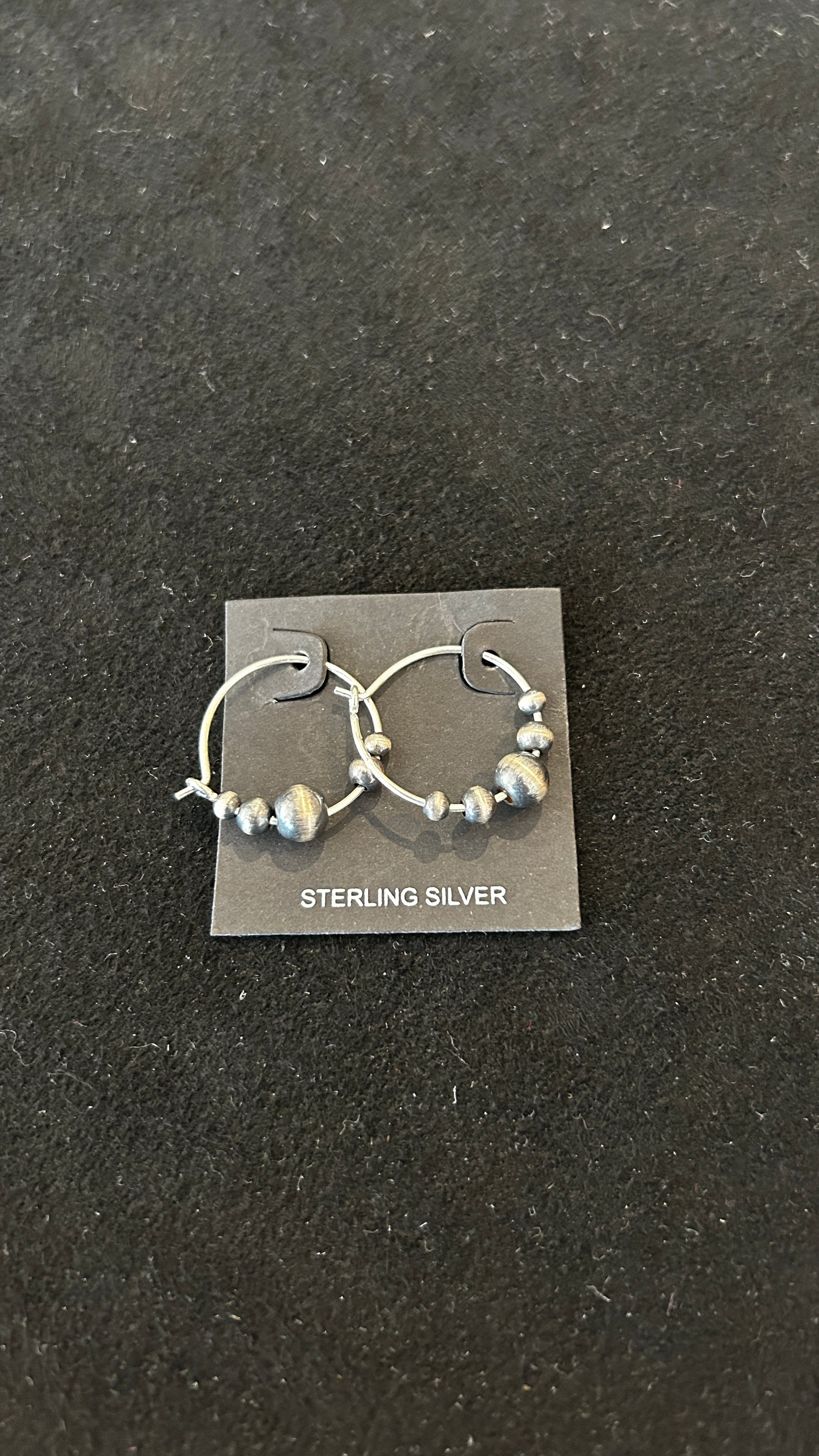 Round Silver Earrings with Navajo Beads