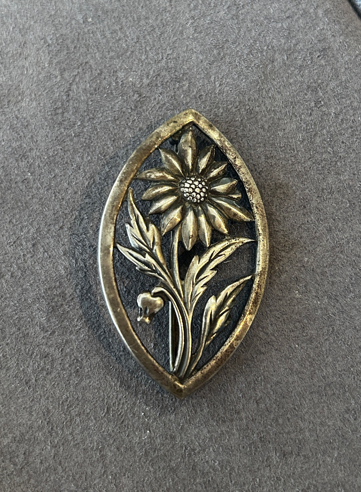 Silver Floral Brooch