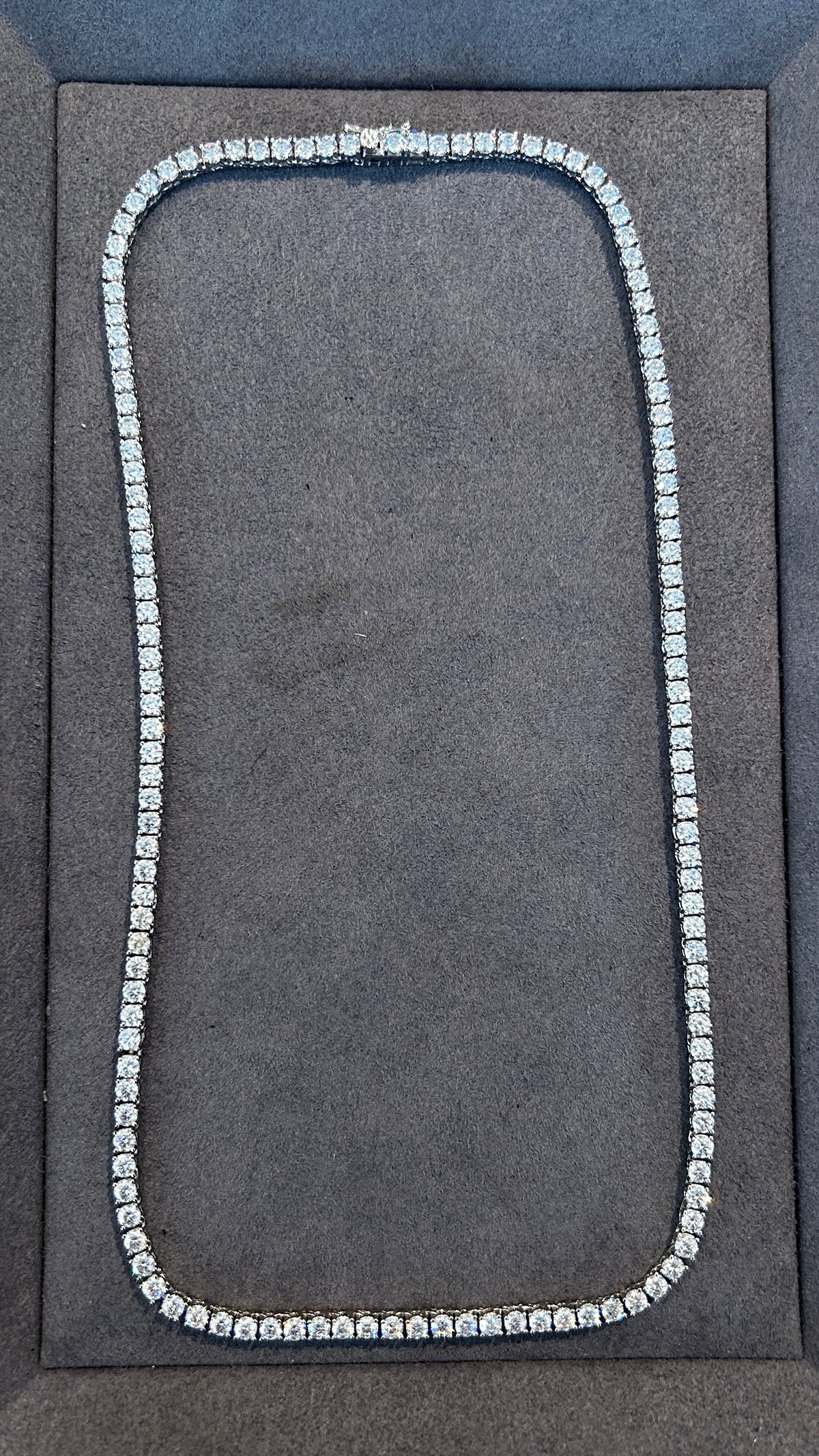 18" Moissanite 3mm Tennis Necklace in Sterling Silver