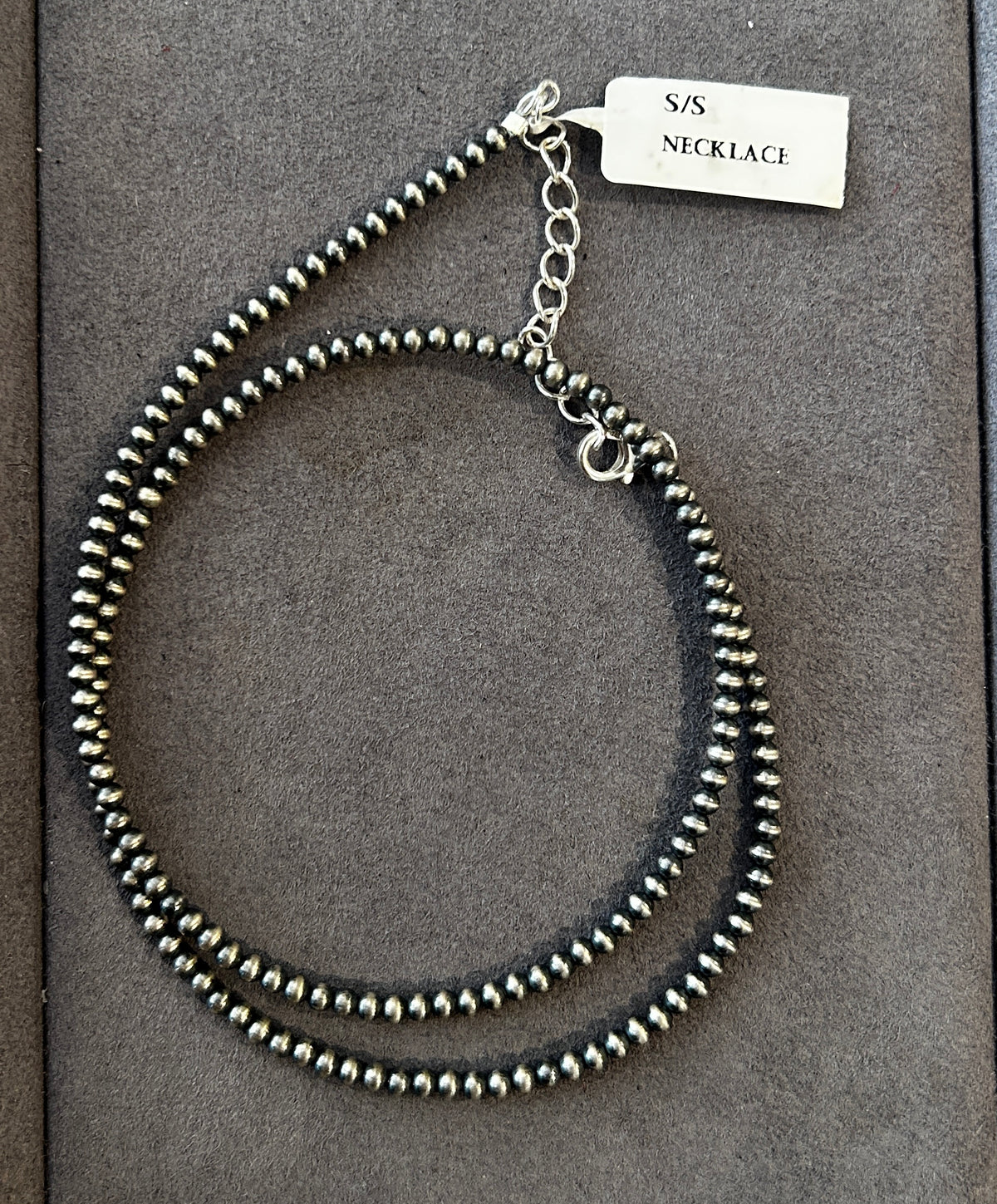 Navajo-style Sterling Silver Beaded Necklace