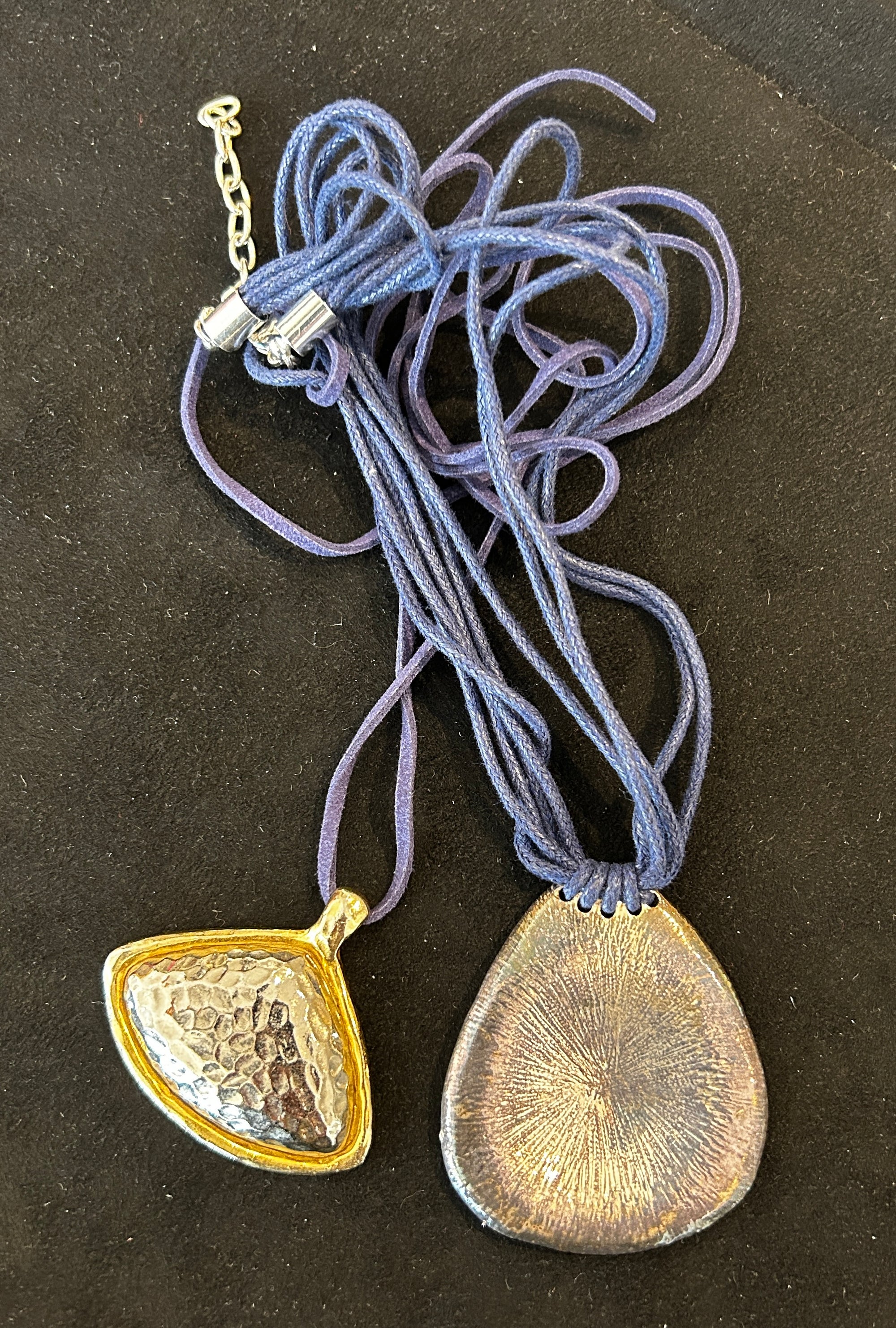 Silver Shield Pendant with Gold Bezel Necklace
