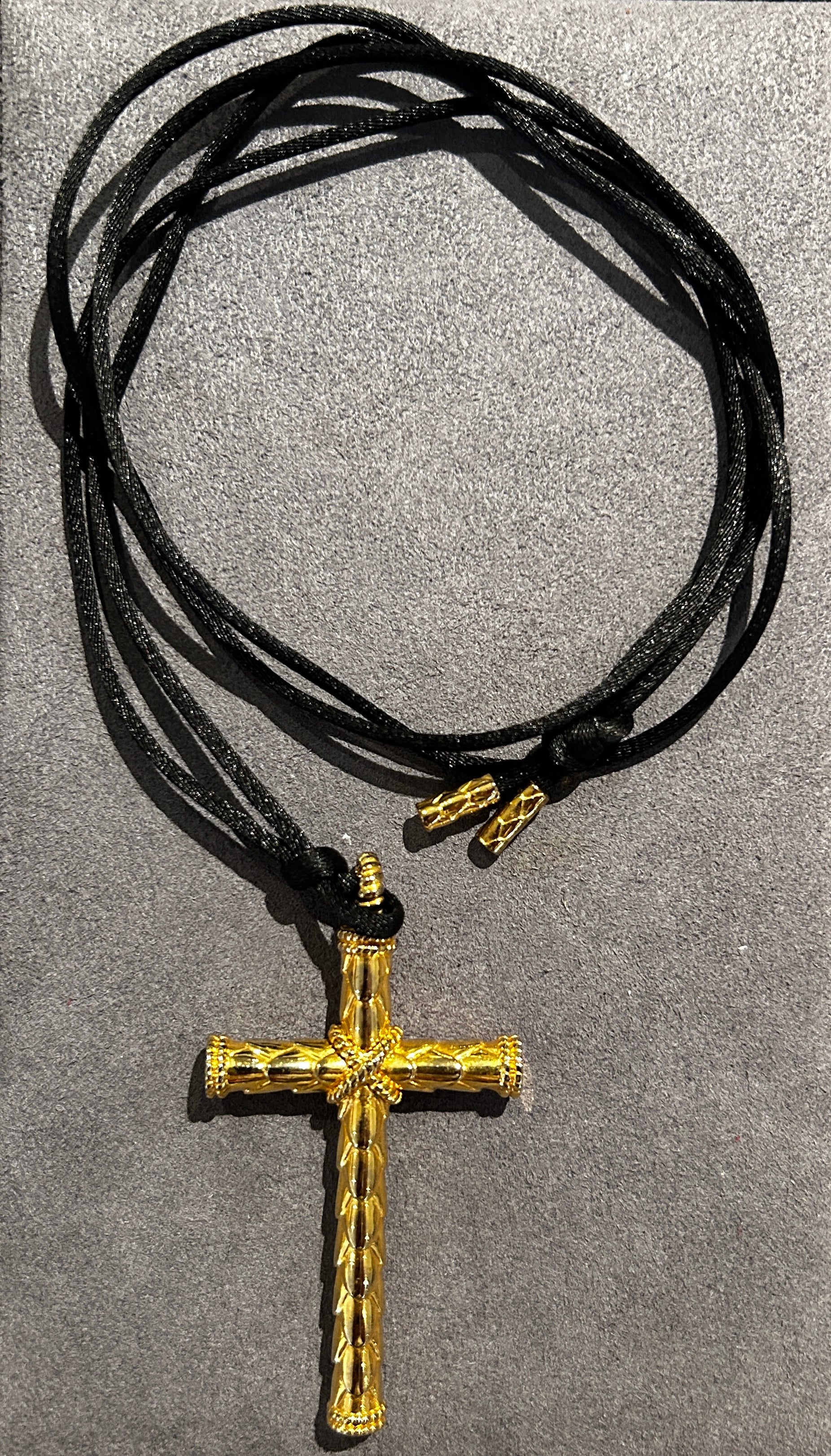 Just Cavalli Scaled Serpent Cross Necklace in Gold Tone