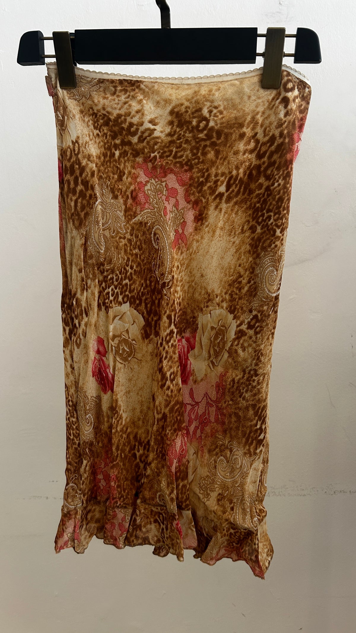 Donnola Rose & Cheetah Chiffon Printed Skirt