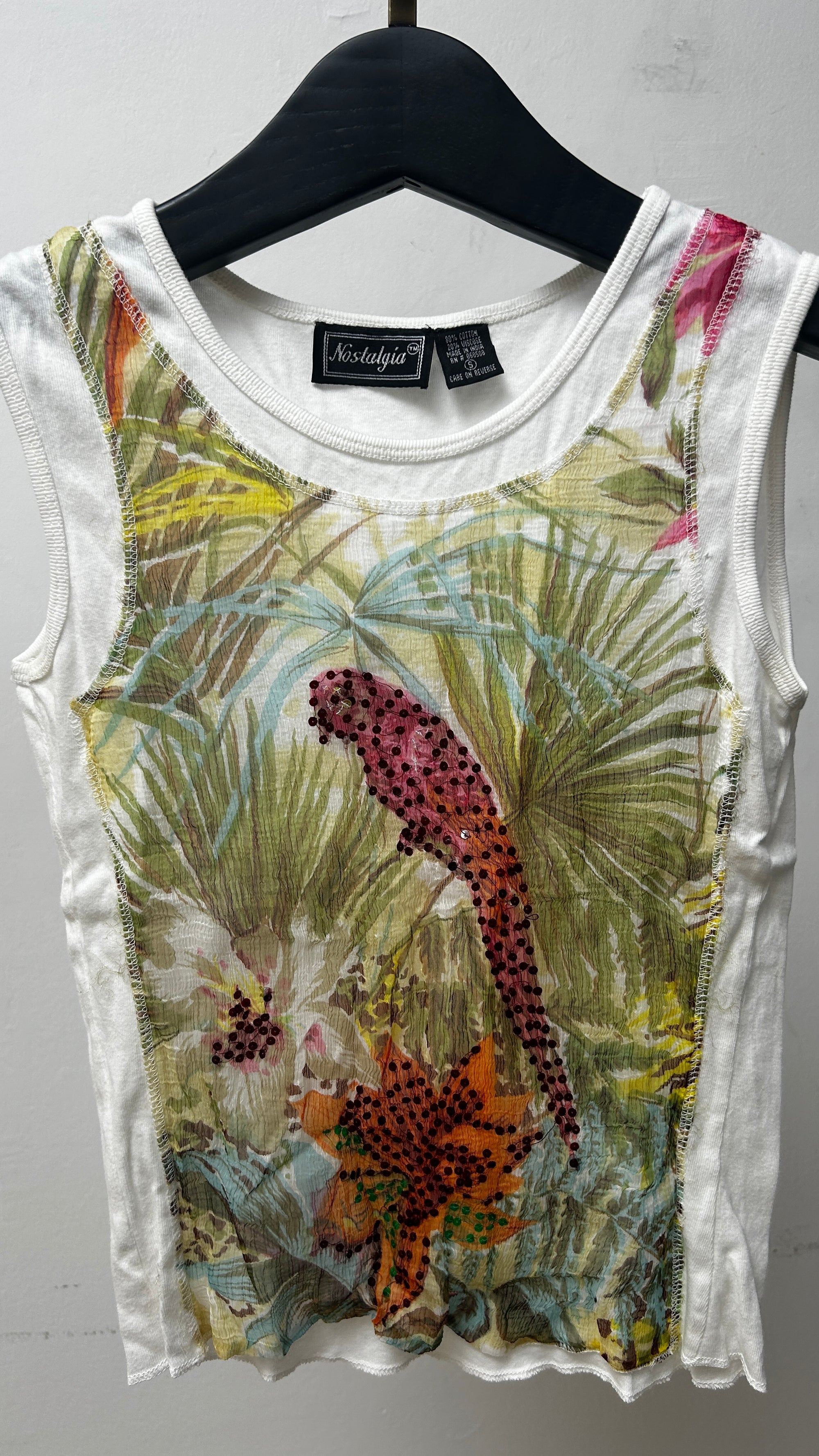 Nostalgia Floral Parrot Sleeveless Tank Top*