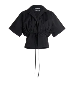 Jacquemus Le Coup De Soleil Crop Shirt in Black
