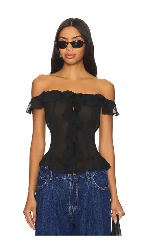 Lioness Timeless Ruffle Top in Black