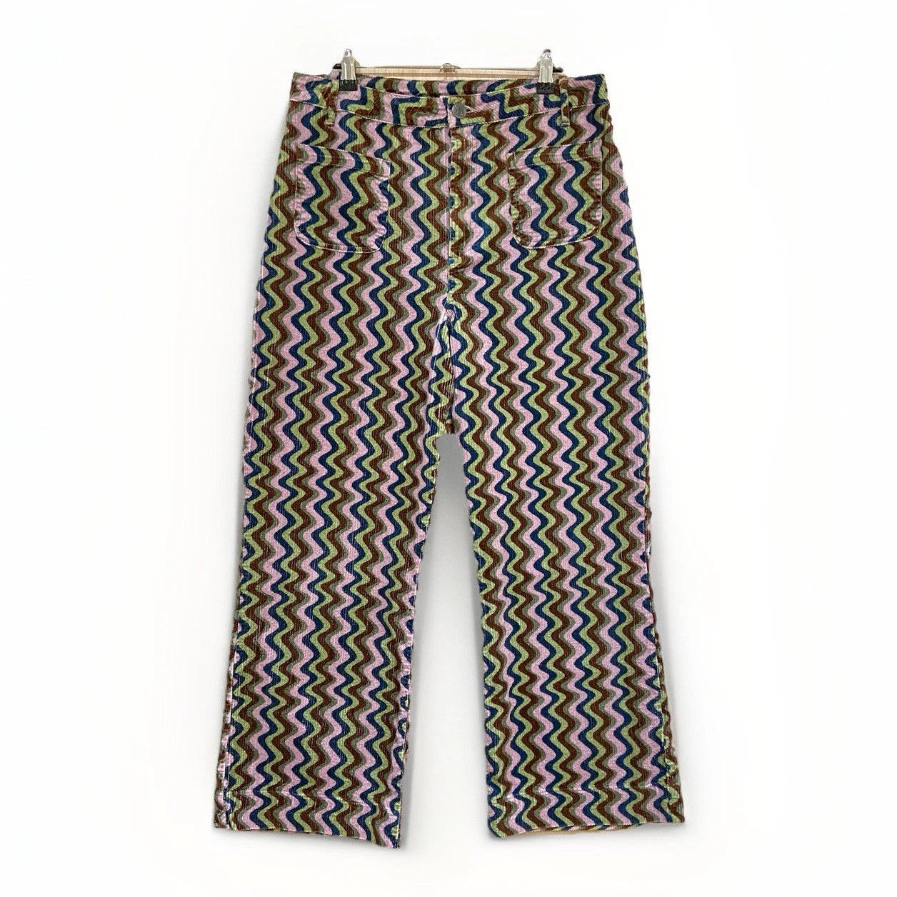 Lucy & Yak Ziggy Flared Corduroy Multicolour Zig-Zag Pattern Trousers