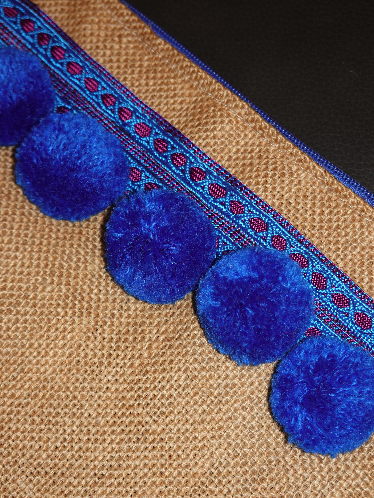 Balinese Blue Pom Pom Pouch