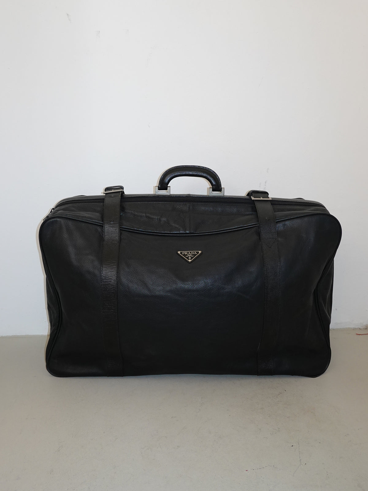 Vintage Prada Saffiano Handle Leather Suitcase