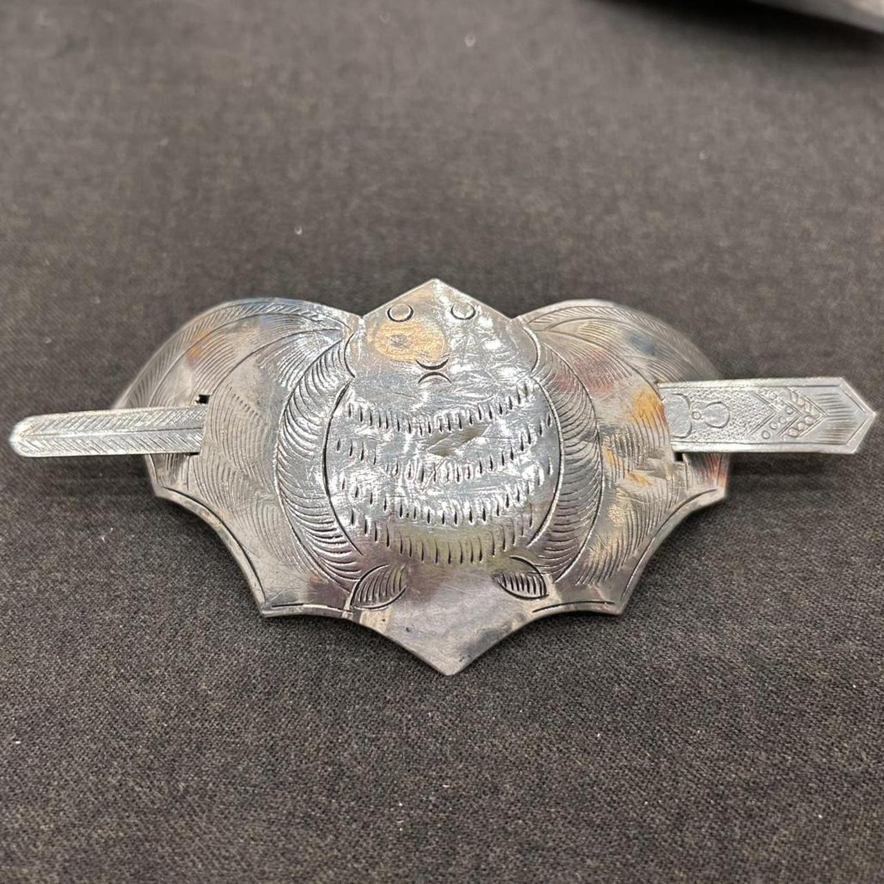 Unsigned Vintage Silver Hair Pin: Bat