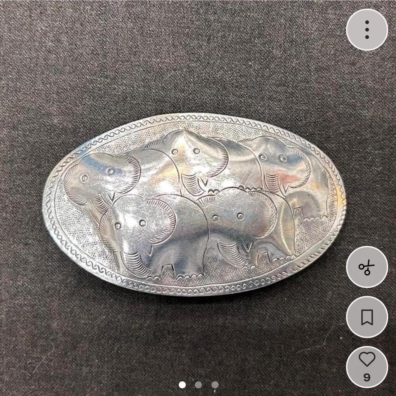 Unsigned Vintage Silver Hair Pin: Elephant