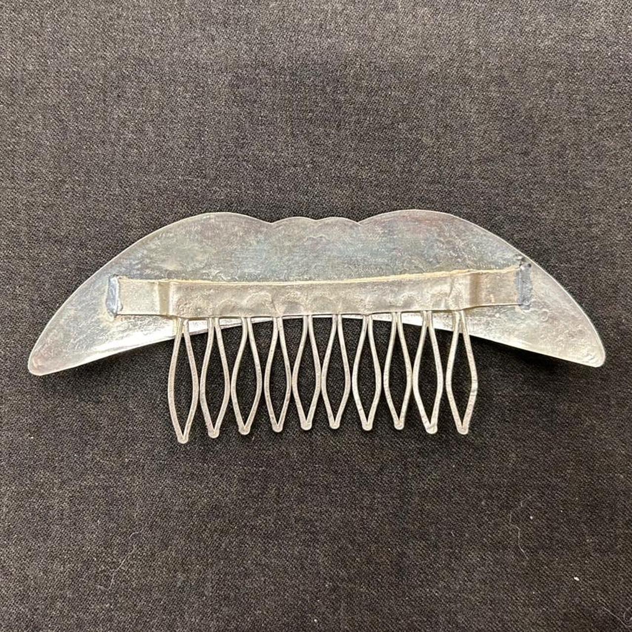 Unsigned Vintage Silver Hair Pin: Flower Mountain