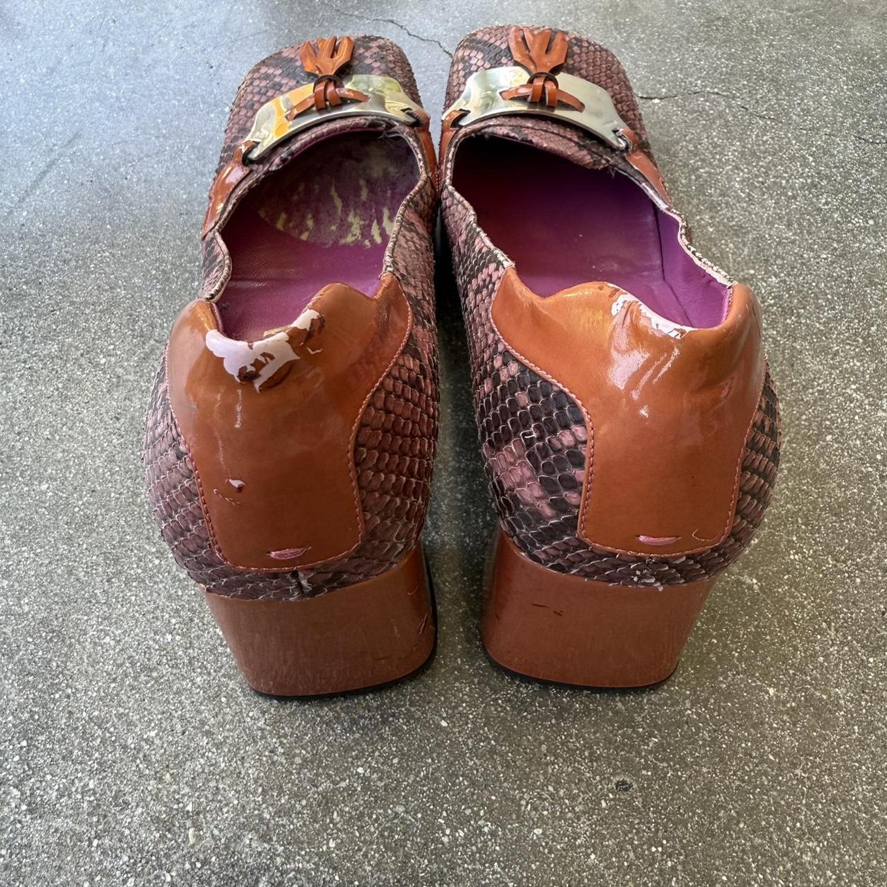 Prada Fuschia and Orange Fall FW1999 Python Tassled Heel Loafers