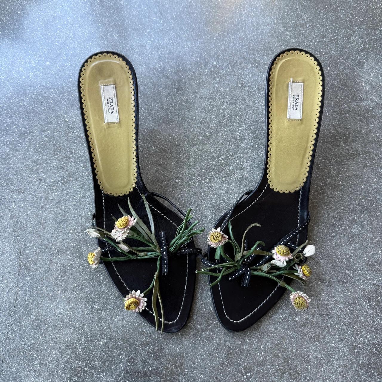 Prada SS03 Black Bouquet Kitten Heel