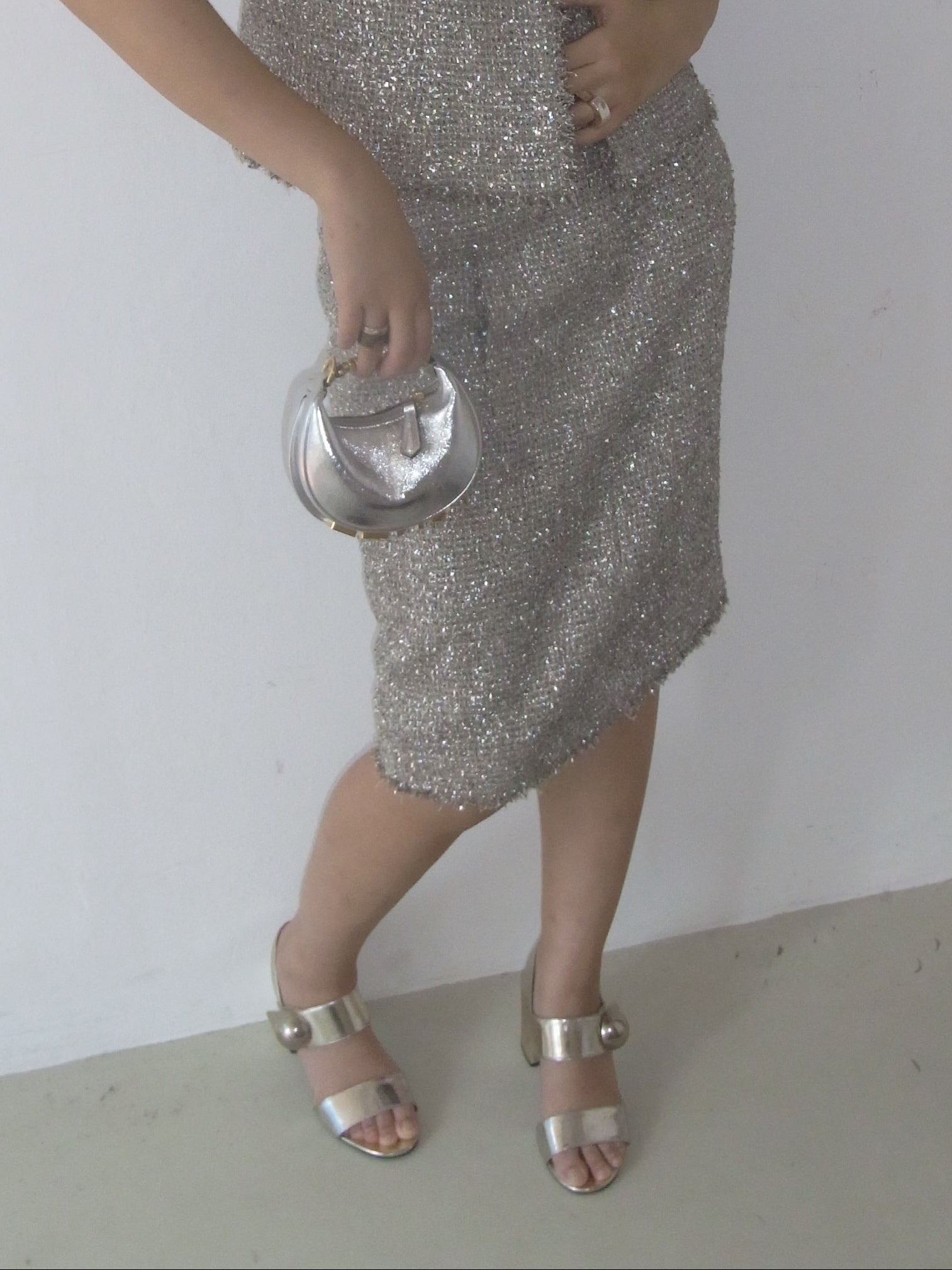 Chanel Metallic Cotton Blend Skirt in Silver*