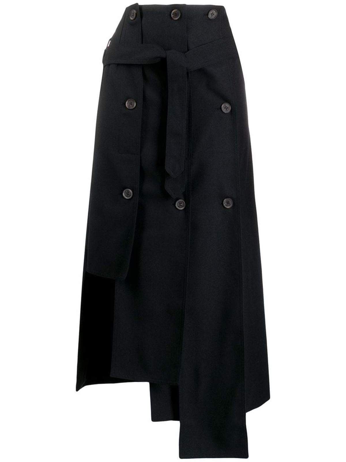 Rokh Long Layer Panel Trench Skirt in Black