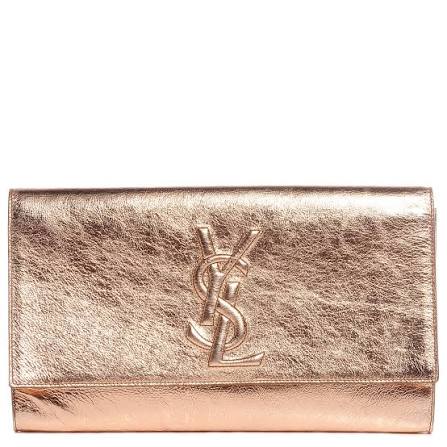 Saint Laurent Belle de Jour Clutch in Metallic Rose Gold