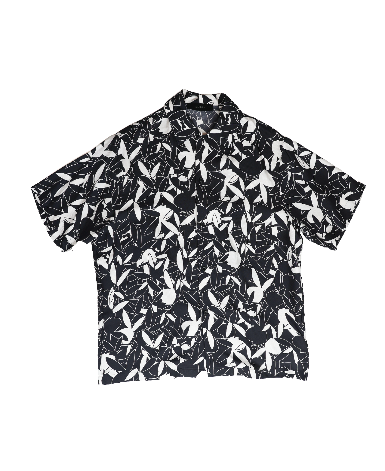 Amiri Allout Playboy Logo Silk Shirt in Black and White*