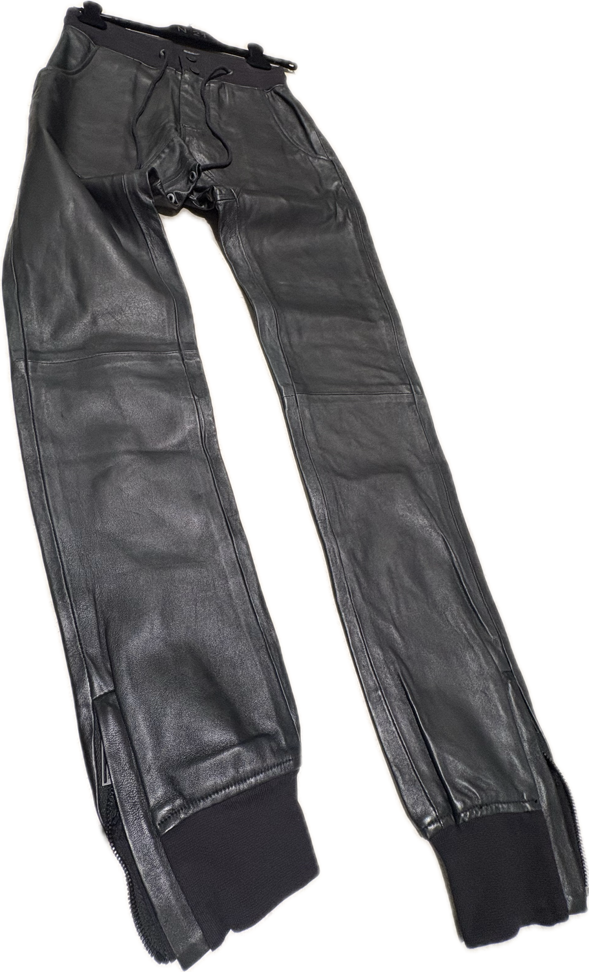 EN NOIR BLACK LEATHER JOGGERS