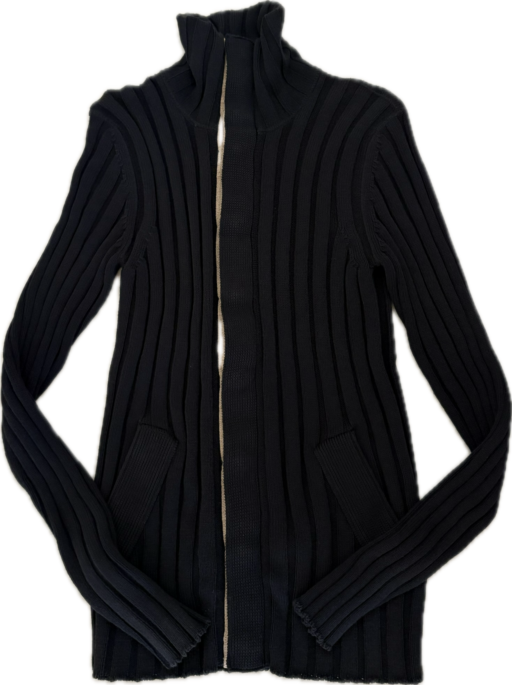 DOLCE AND GABANNA BUTTON UP PLEATED TURTLENECK KNIT WITH POCKETS