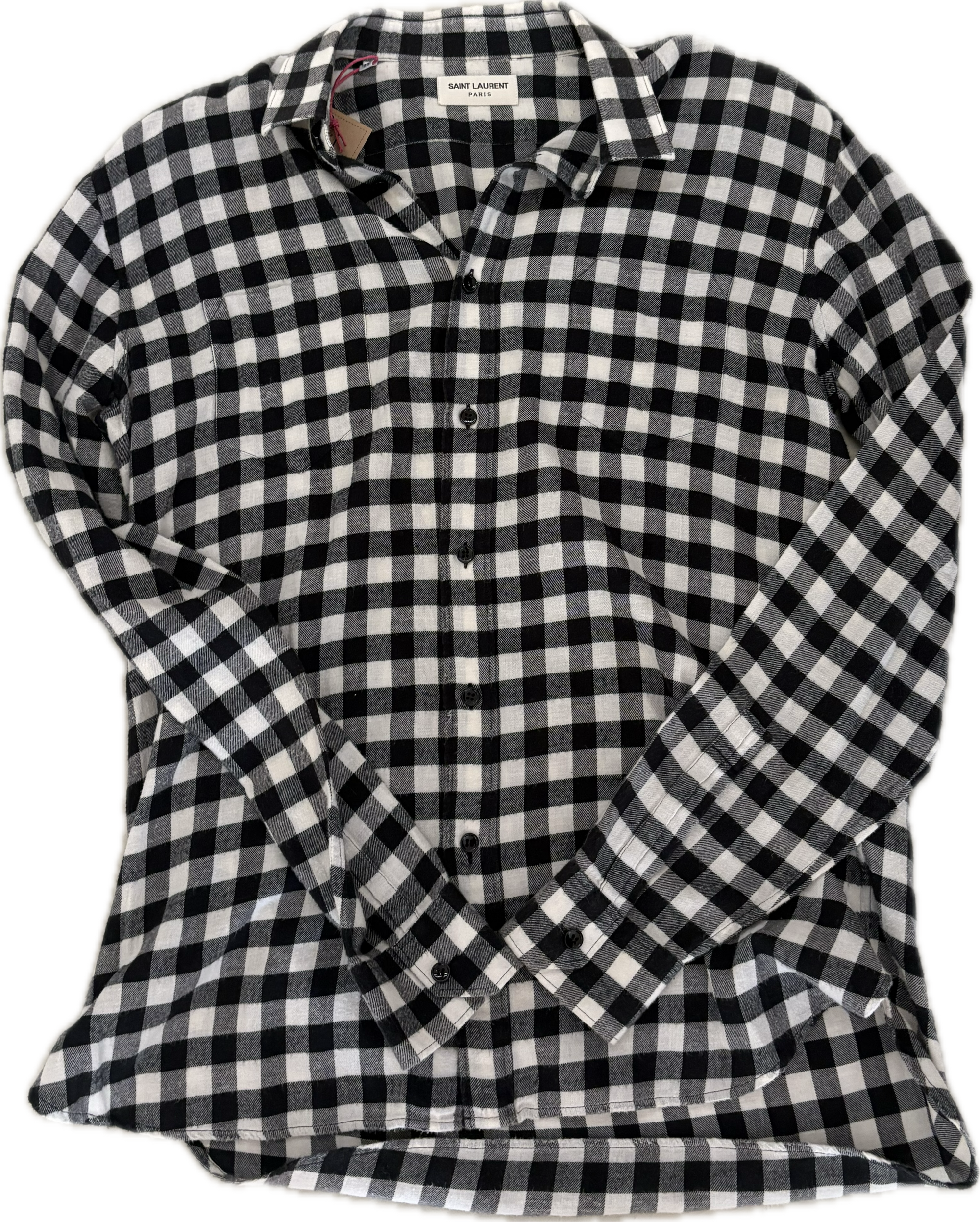 SAINT LAURENT CHECKERED LS BUTTON UP