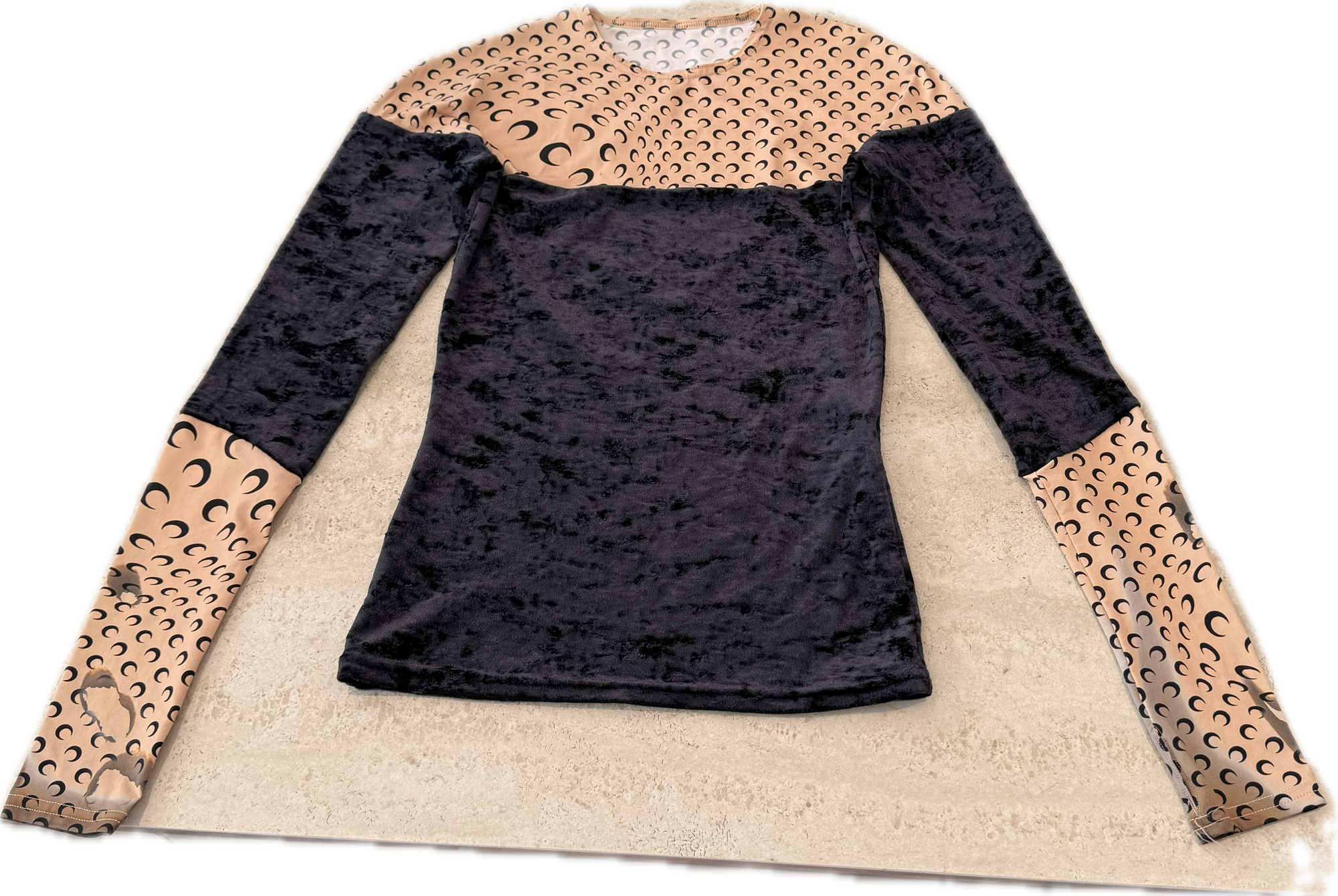 MARINE SERRE TAN BURNT MOON VELVET PANEL TOP